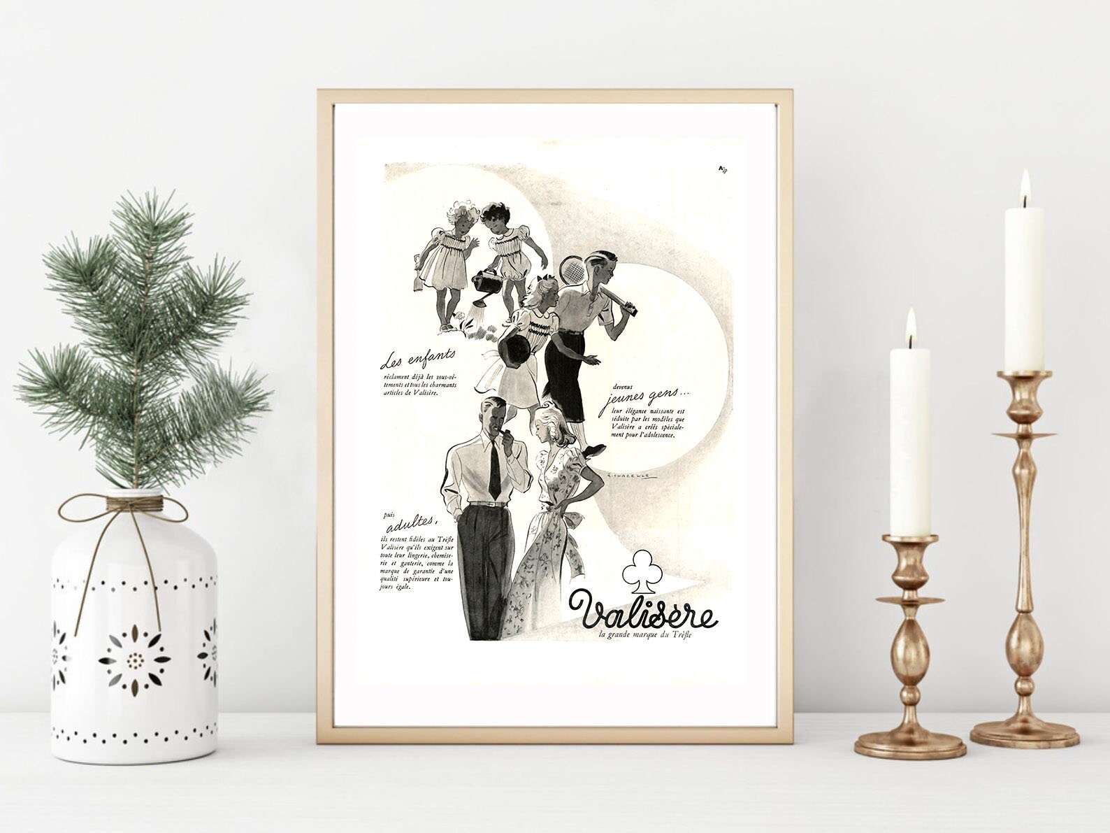 Rare & Authentique Affiche Vintage Années 30 - Valisere -30x40cm-Sans Cadre- Décoration Murale Idée 