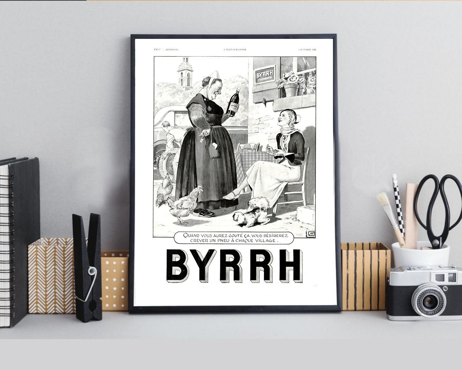 Rare & Authentique Affiche Vintage Années 30 - Byrrh -30x40cm Sans Cadre Décoration Murale Idée Cade