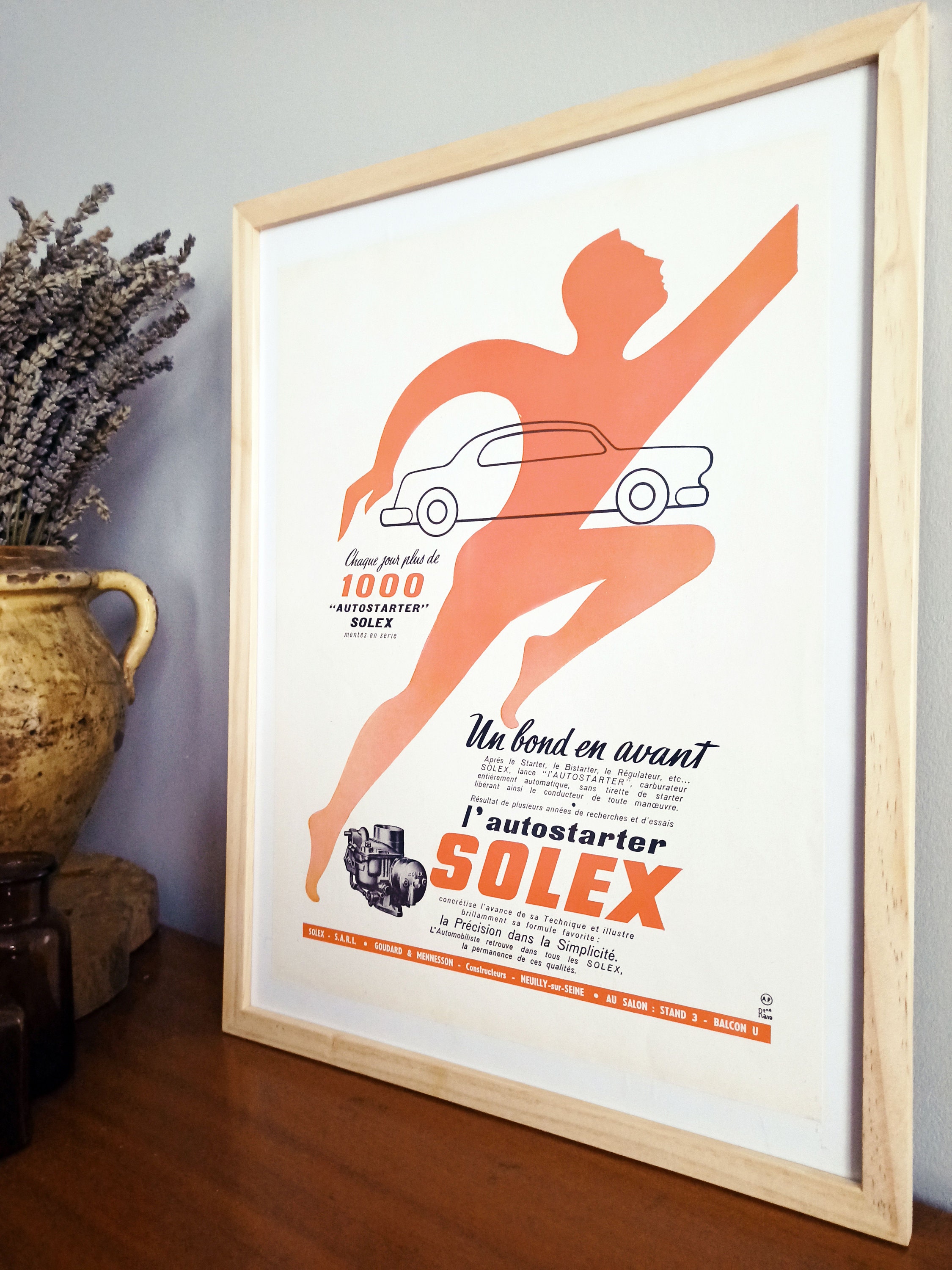 Rare & Authentique Affiche Vintage Années 30 - Solex -30x40cm Sans Cadre Décoration Murale Idée Cade