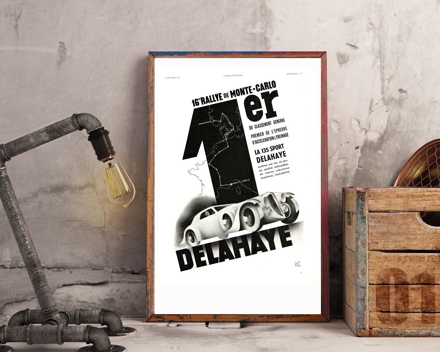 Rare & Authentique Affiche Vintage Années 30 - Delahaye -30x40cm- Sans Cadre Décoration Murale Idée 