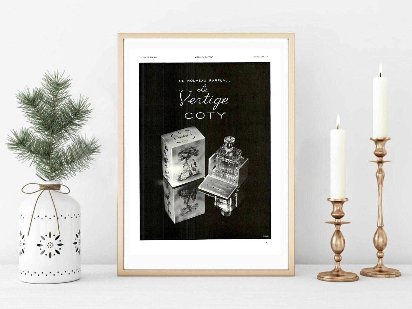 Affiche Vintage Originale Années 30- Coty Parfum -30x40cm-Sans Cadre-Décoration Murale- Idée Cadeau 