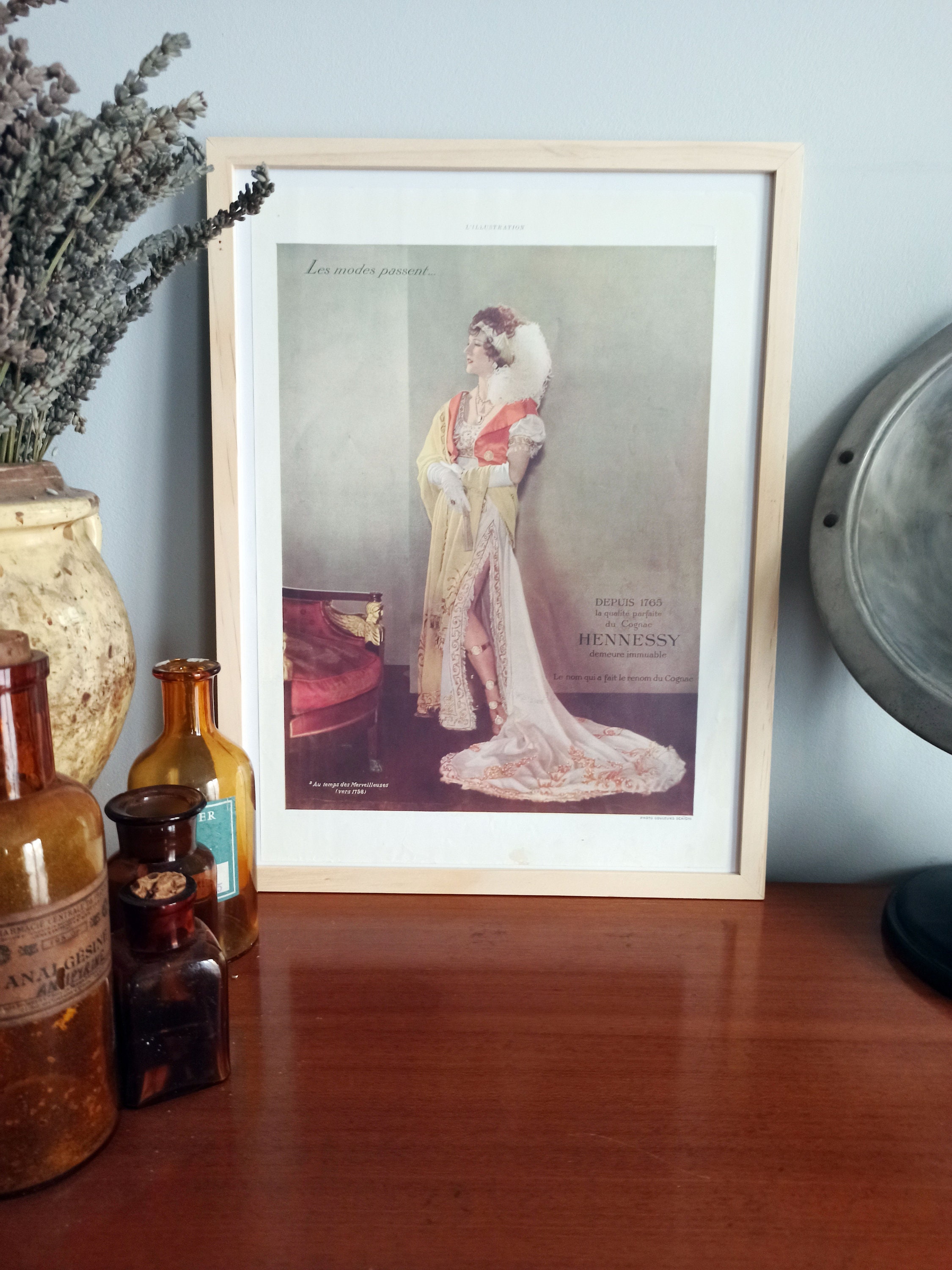 Rare & Authentique Affiche Vintage Années 30 - Hennessy Brandy -30x40cm Sans Cadre Décoration Murale