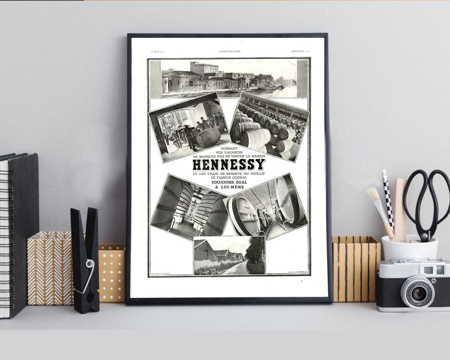 Rare & Authentique Affiche Vintage Années 30 - Cognac Hennessy -30x40cm Sans Cadre Décoration Murale
