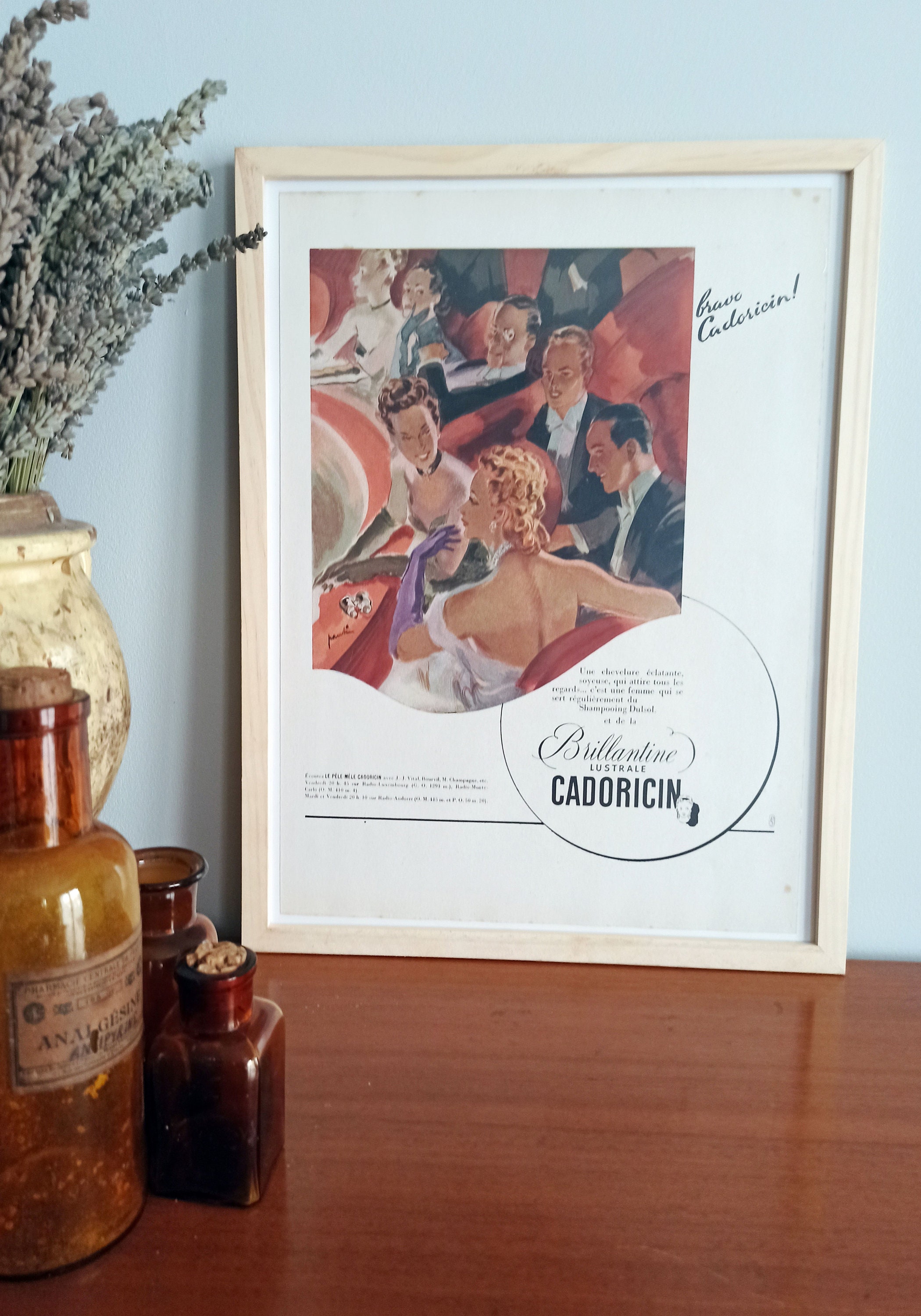 Rare & Authentique Affiche Vintage Annees 30 - Brillantine Cadoricin -30x40cm-Sans Cadre-Décoration 