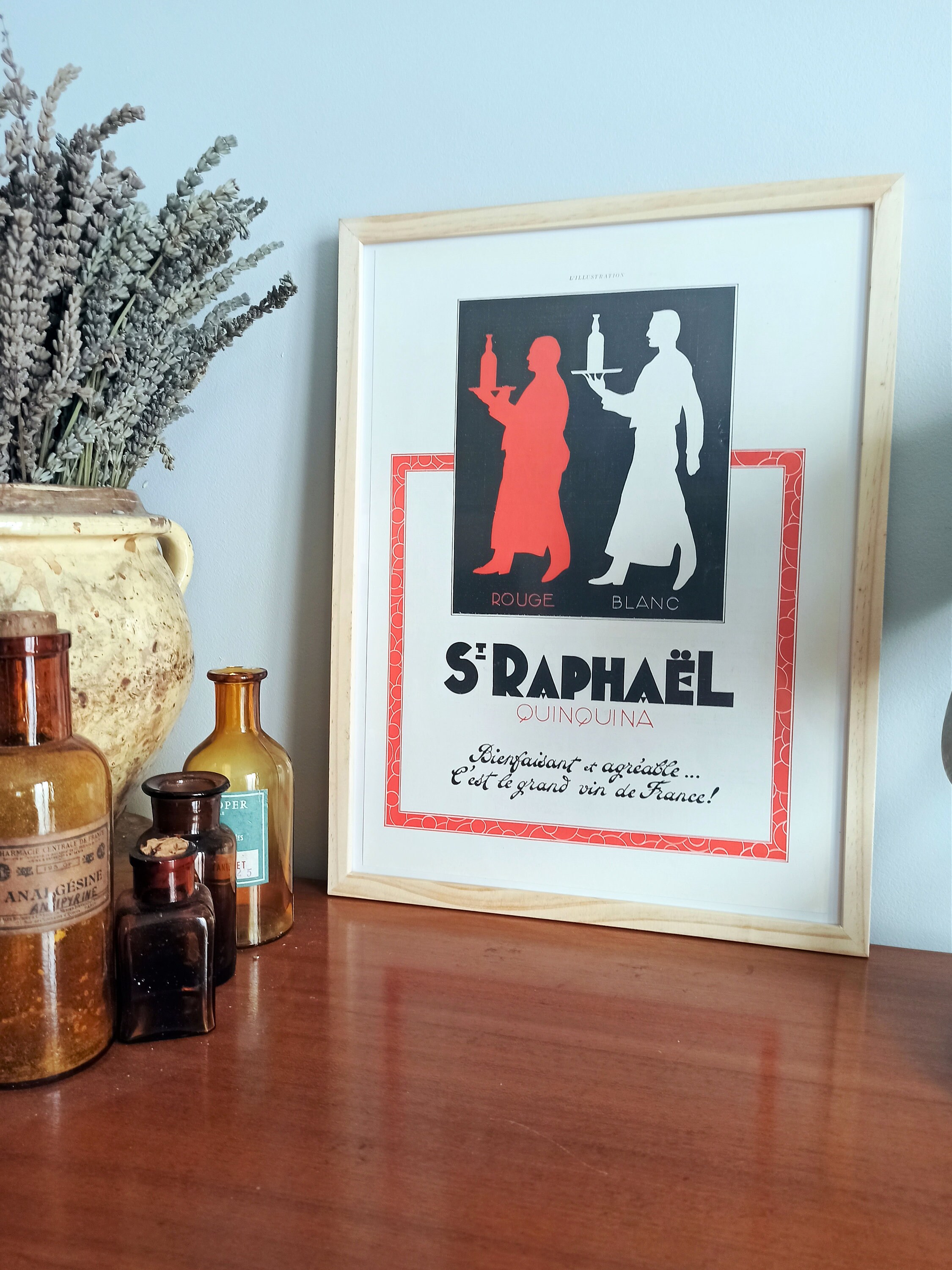 Rare & Authentique Affiche Vintage Années 30 - St Raphael -30x40cm Sans Cadre Décoration Murale Idée