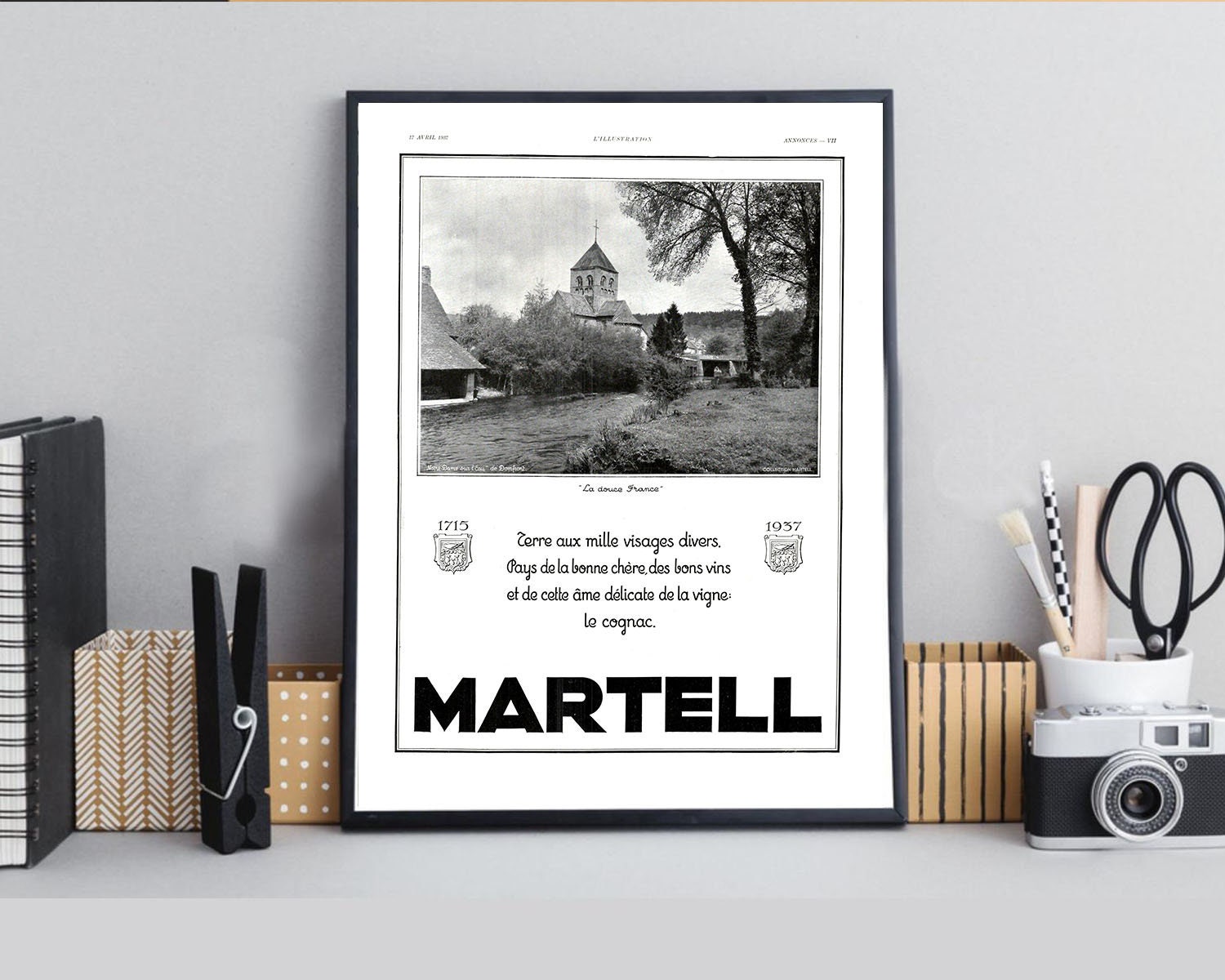 Rare & Authentique Affiche Vintage Années 30 - Cognac Martell -30x40cm Sans Cadre Décoration Murale 