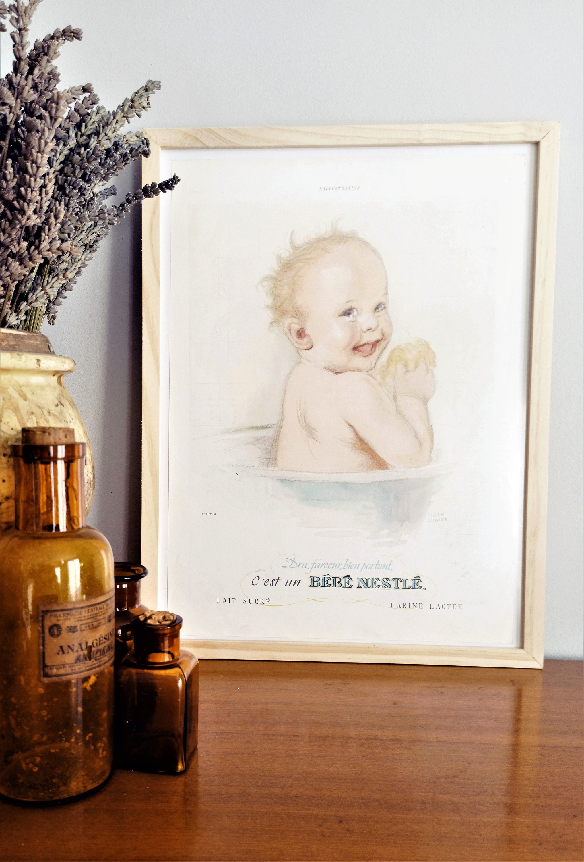 Rare & Authentique Affiche Vintage Années 30 - Bébé Nestlé -30x40cm Sans Cadre Décoration Murale Idé