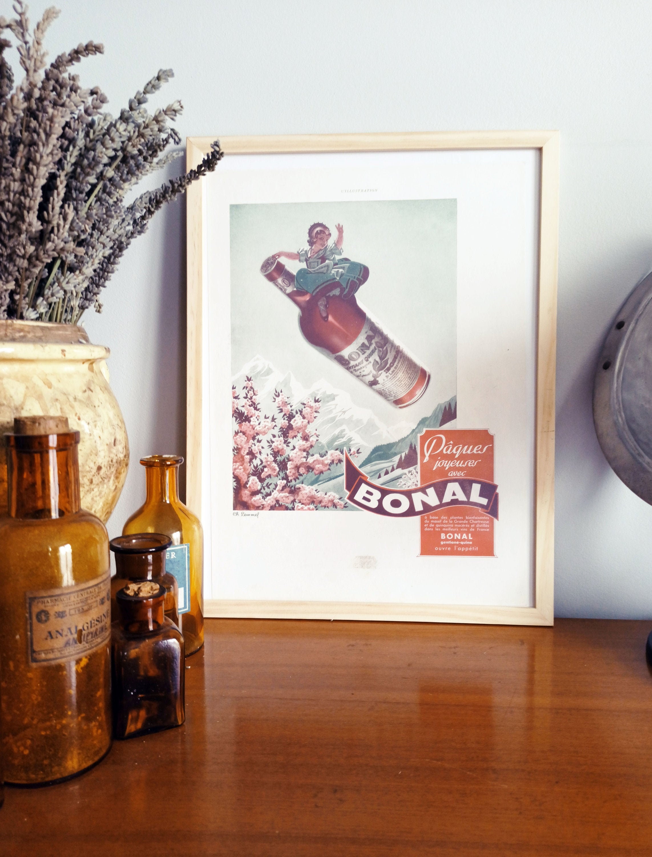 Rare & Authentique Affiche Vintage Années 30- Bonal -30x40cm-Sans Cadre - Décoration Murale Idée Cad