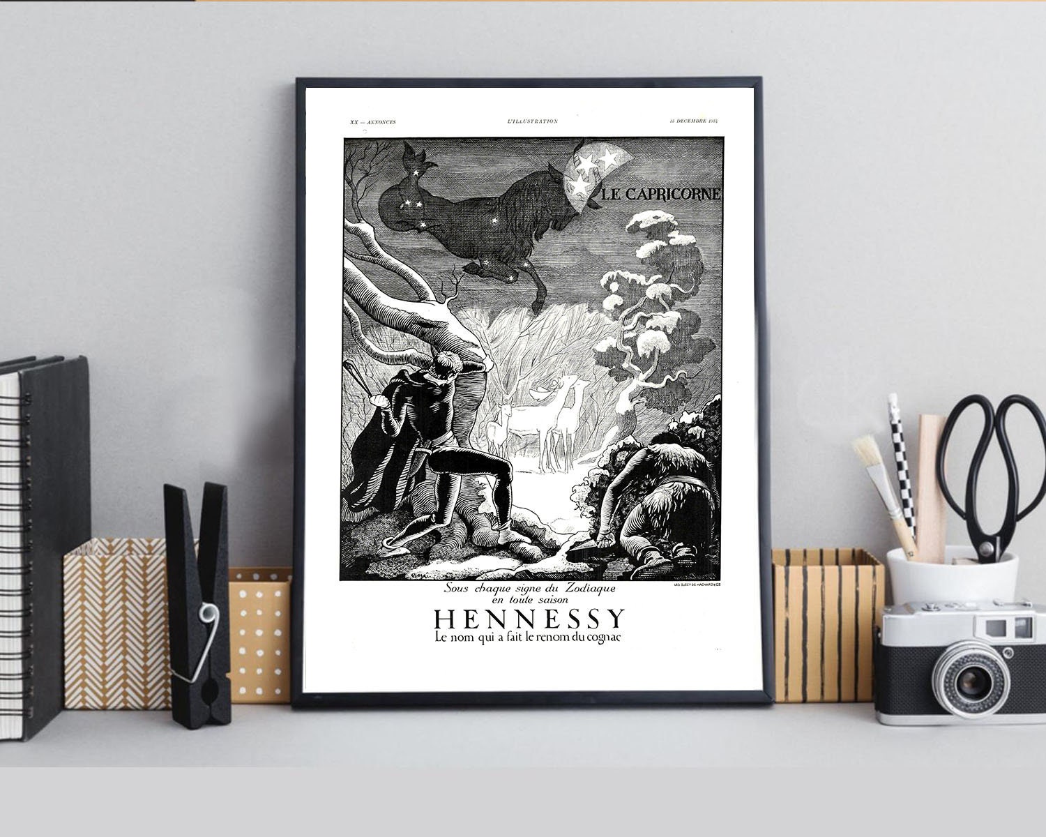 Rare & Authentique Affiche Vintage Années 30 - Cognac Hennessy -30x40cm Sans Cadre Décoration Murale