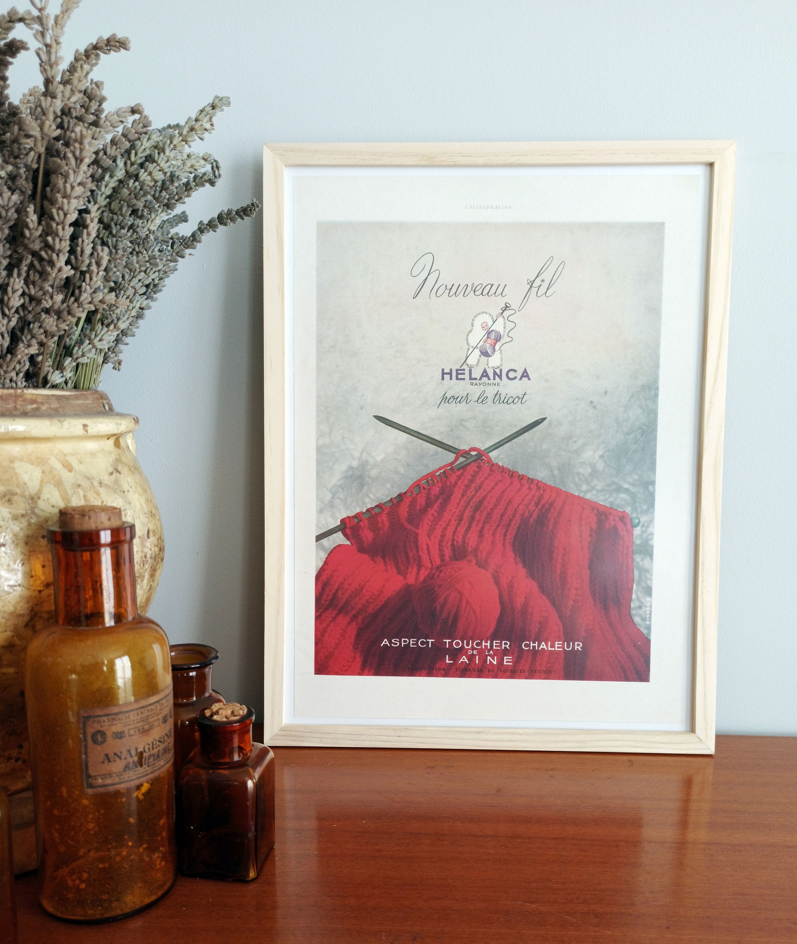 Rare & Authentique Affiche Vintage Années 30 - Tricot Helenca -30x40cm Sans Cadre Décoration Murale