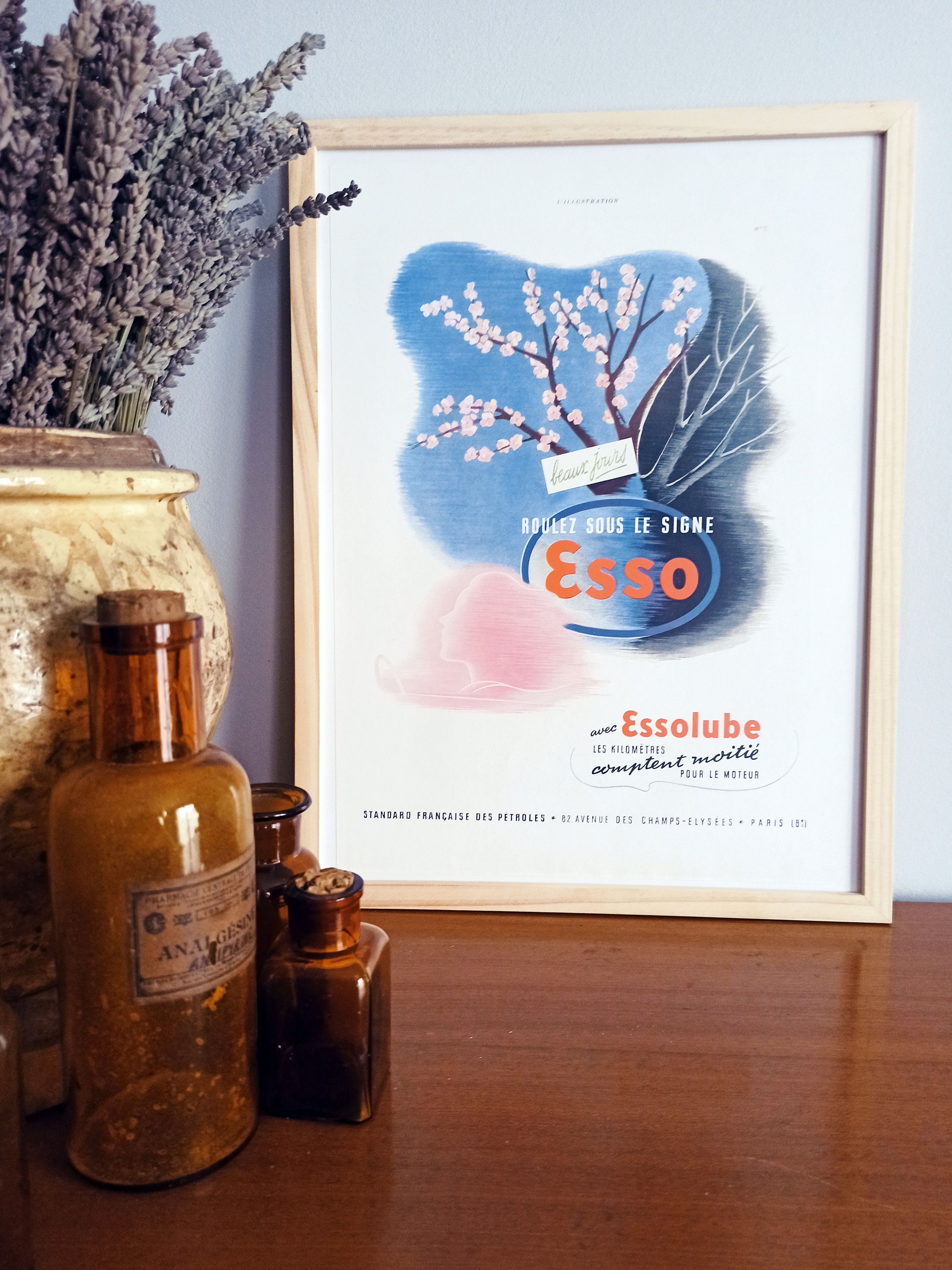 Rare & Authentique Affiche Vintage Années 30 -Essolube Automobile-30x40cm- Sans Cadre - Décoration M