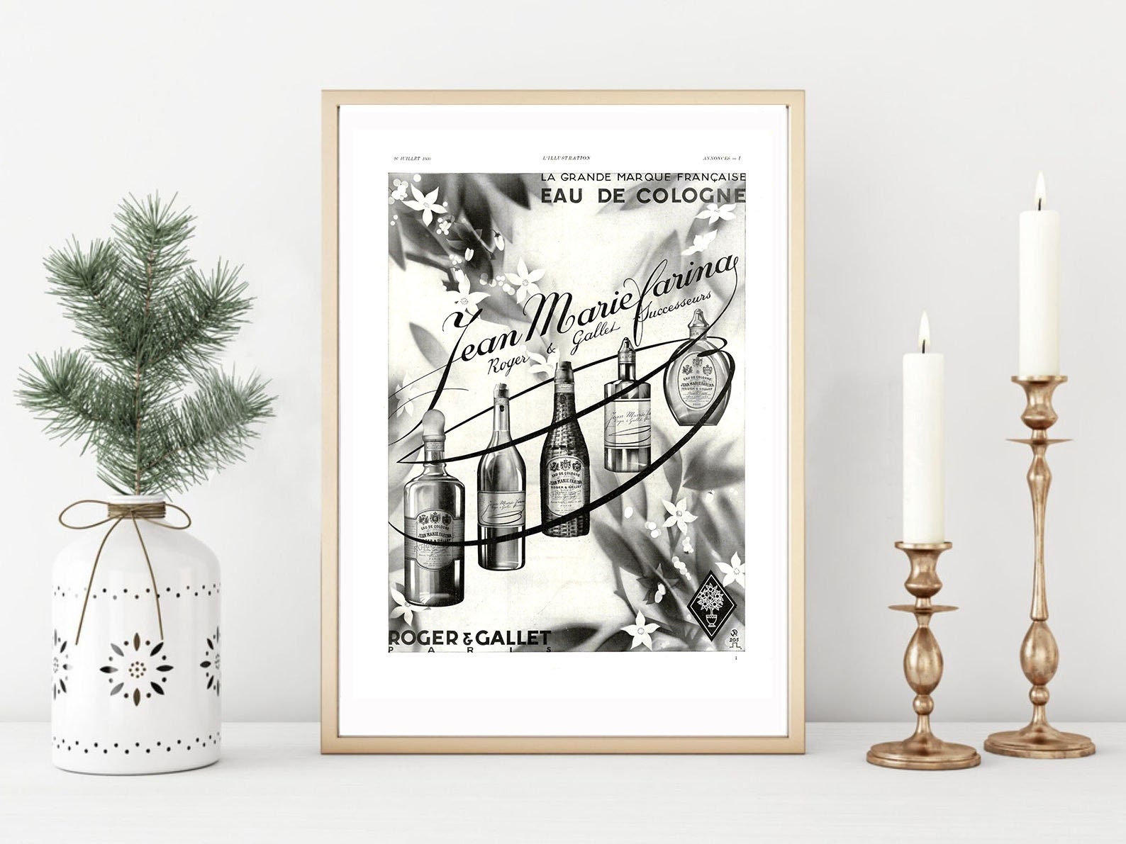 Affiche Vintage Originale Années 30- Roger & Gallet Parfum -30x40cm-Sans Cadre-Décoration Murale- Id