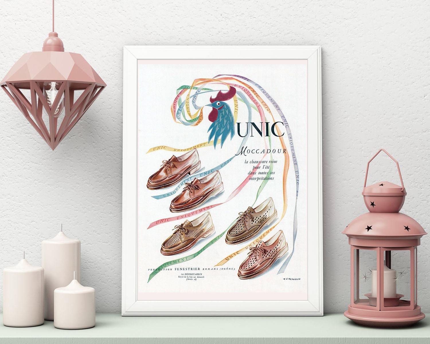 Rare & Authentique Affiche Vintage Années 30 - Chaussure Unic -30x40cm-Sans Cadre- Décoration Murale