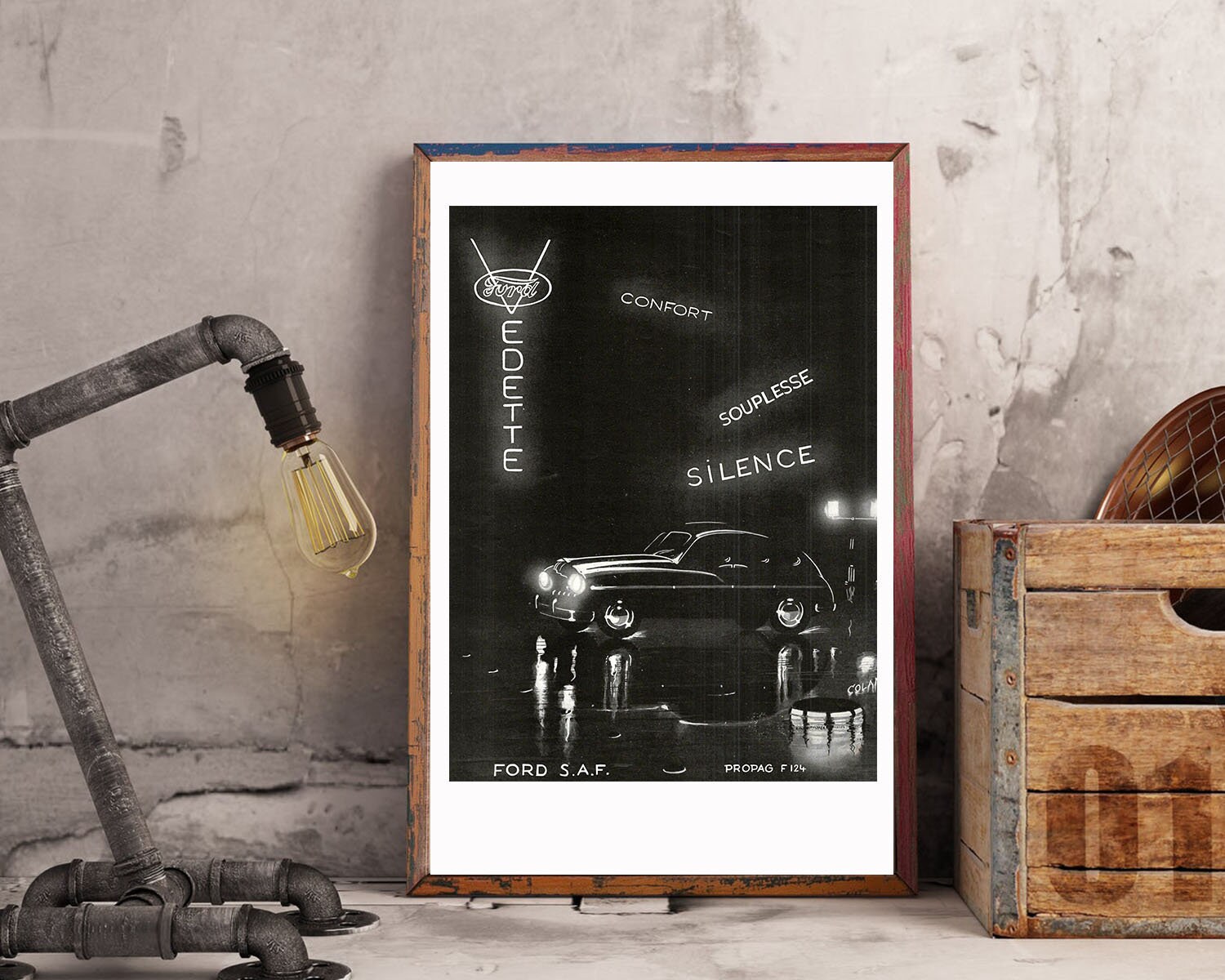 Rare & Authentique Affiche Vintage Années 30 -Ford Automobile-30x40cm- Sans Cadre - Décoration Mural