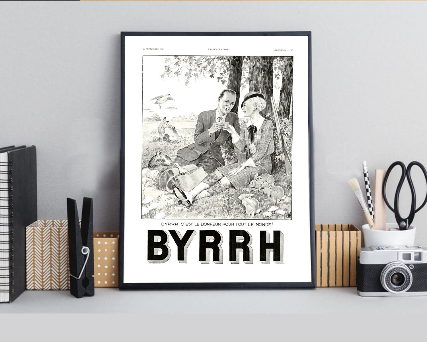 Rare & Authentique Affiche Vintage Années 30 - Byrrh -30x40cm Sans Cadre Décoration Murale Idée Cade