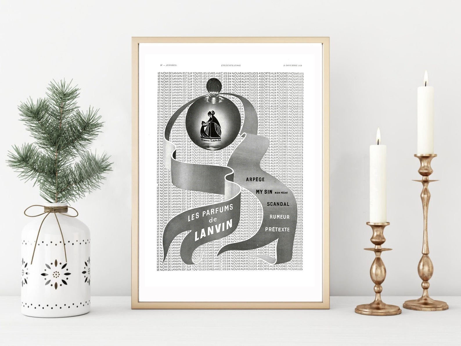 Affiche Vintage Originale Années 30- Lanvin Parfum -30x40cm-Sans Cadre-Décoration Murale- Idée Cadea