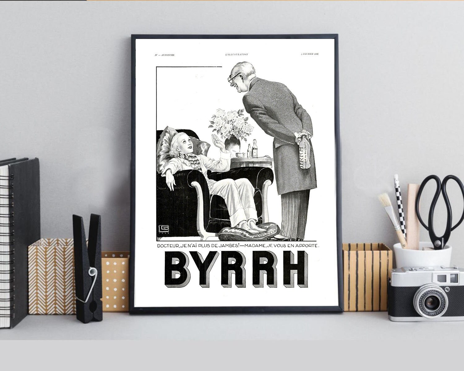 Rare & Authentique Affiche Vintage Années 30 - Byrrh -30x40cm Sans Cadre Décoration Murale Idée Cade