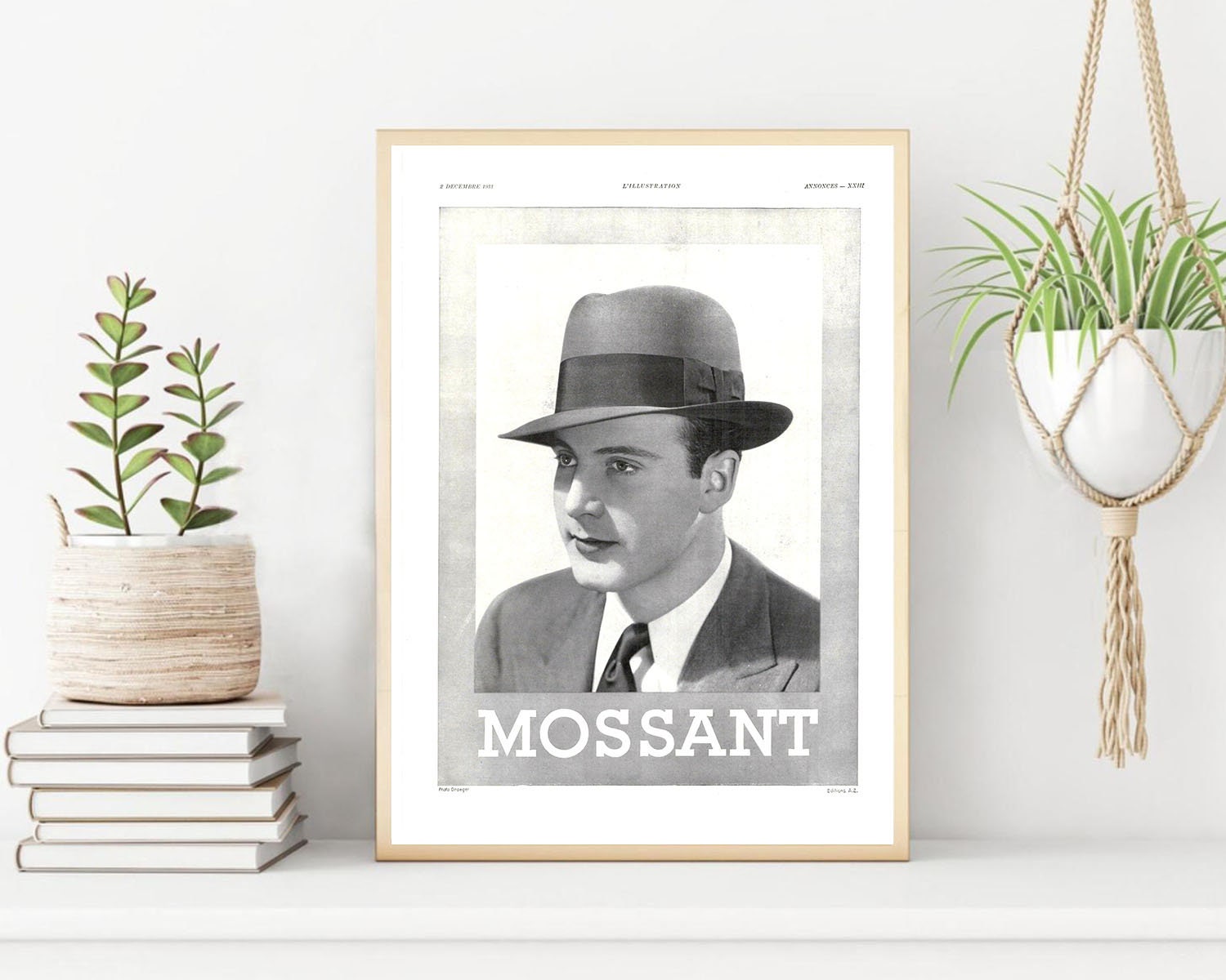 Rare & Authentique Affiche Vintage Années 30 - Chapeau Mossant -30x40cm-Sans Cadre- Décoration Mural