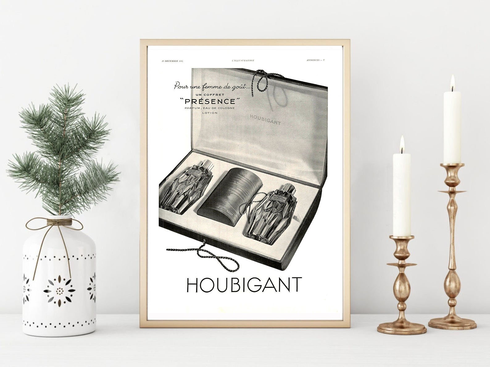 Affiche Vintage Originale Années 30- Houbigant Parfum -30x40cm-Sans Cadre-Décoration Murale- Idée Ca