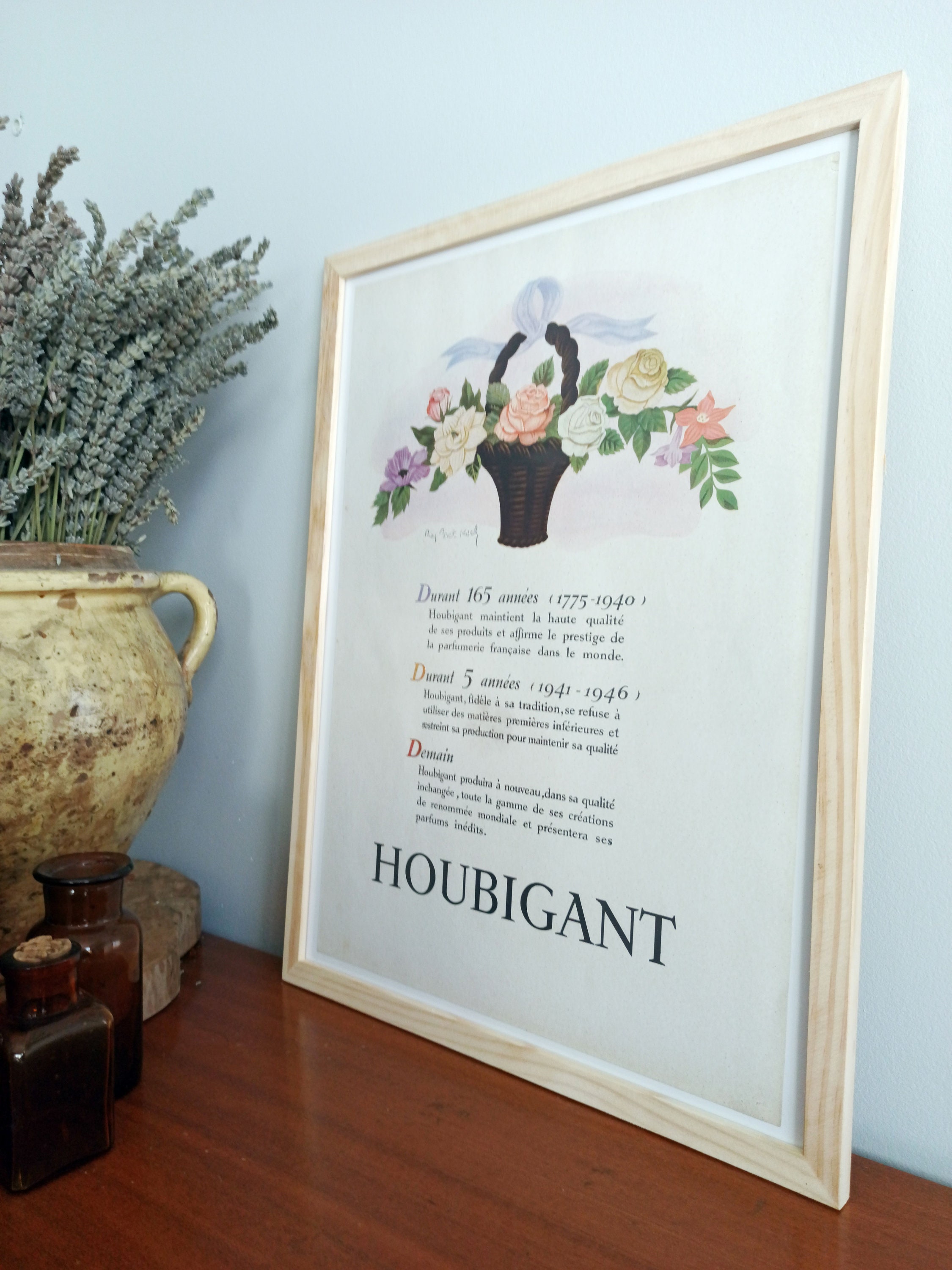 Affiche Vintage Originale Années 30 - Houbigant Parfum -30x40cm-Sans Cadre- Décoration Murale Idée C