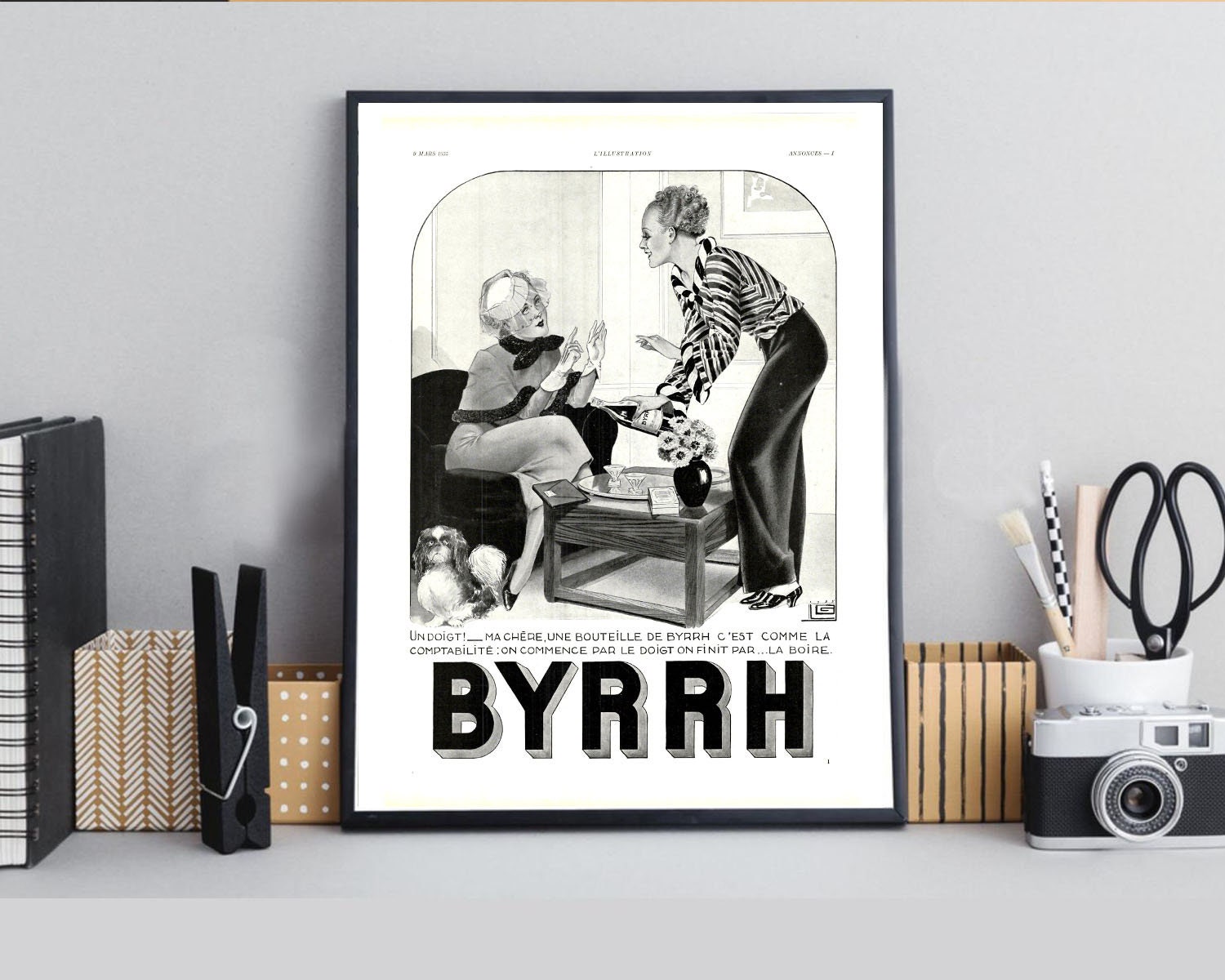 Rare & Authentique Affiche Vintage Années 30 - Byrrh -30x40cm Sans Cadre Décoration Murale Idée Cade