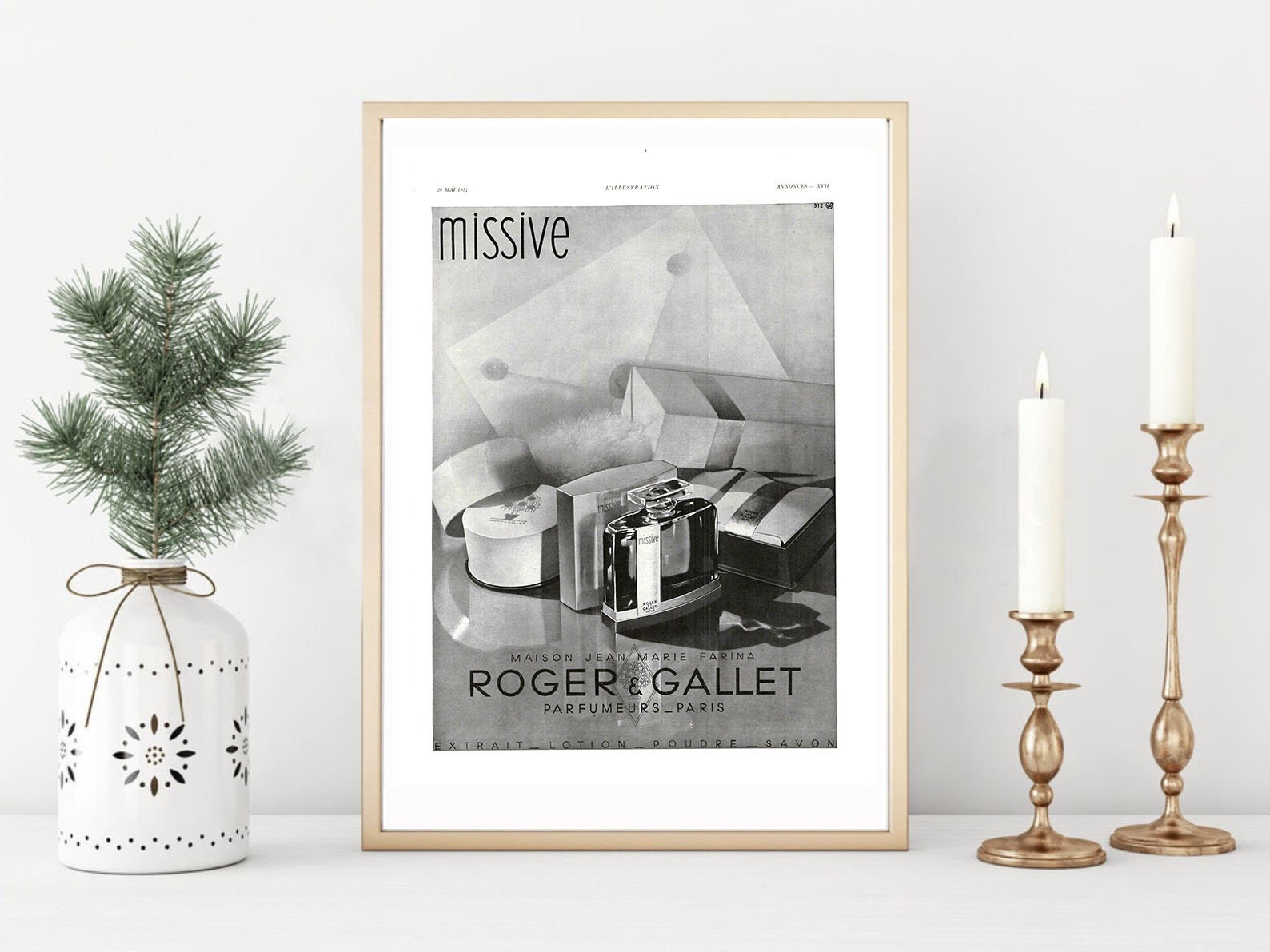 Affiche Vintage Originale Années 30- Roger & Gallet Parfum -30x40cm-Sans Cadre-Décoration Murale- Id