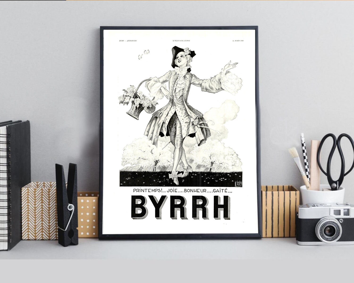 Rare & Authentique Affiche Vintage Années 30 - Byrrh -30x40cm Sans Cadre Décoration Murale Idée Cade