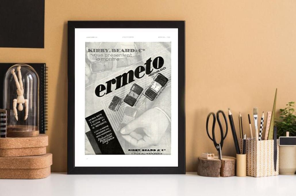 Rare & Authentique Affiche Vintage Années 30- Ermeto Montre - 30x40cm Sans Cadre Décoration Murale -