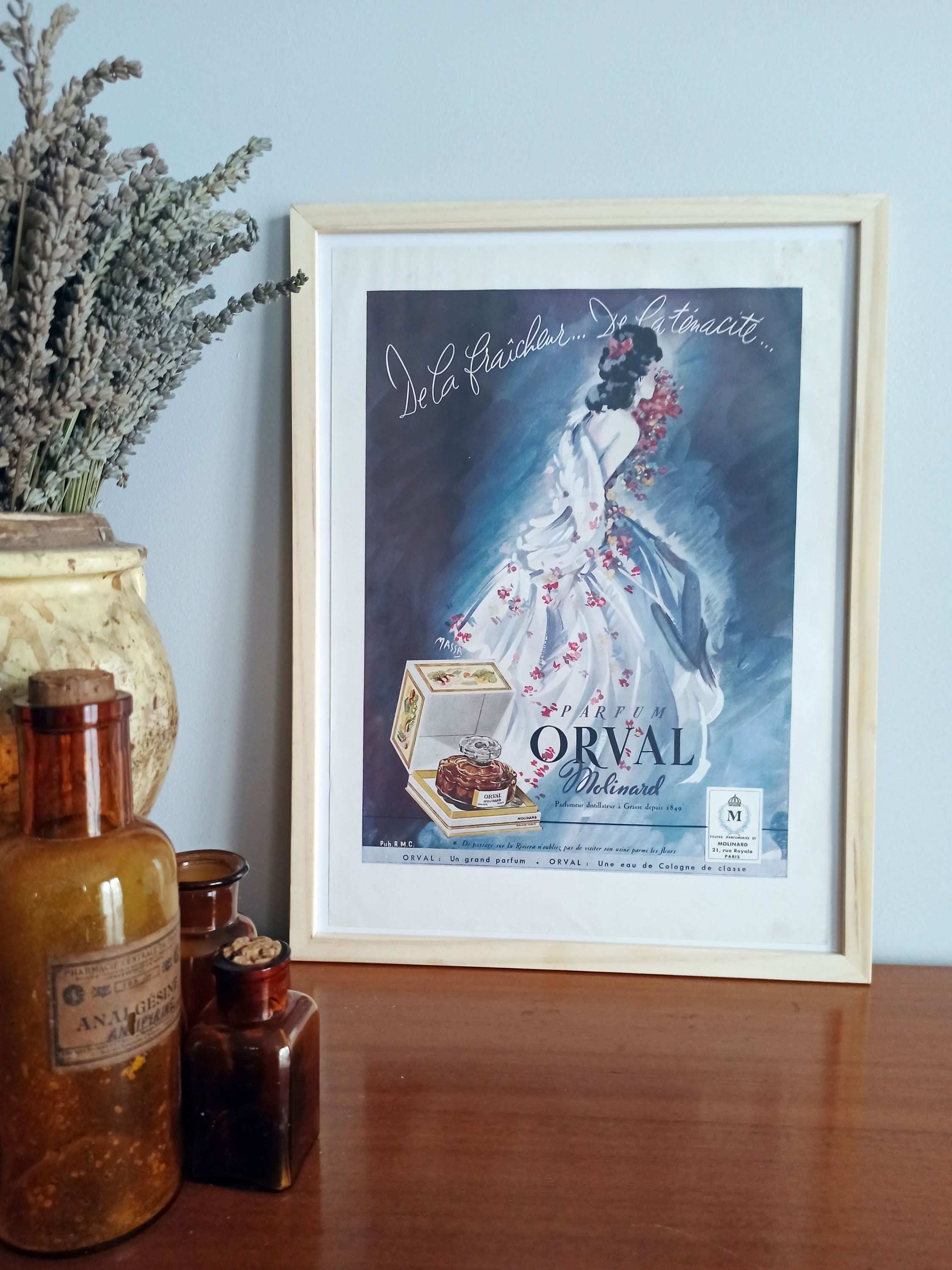 Affiche Vintage Originale Années 30 - Orval Parfum de Paris -30x40cm-Sans Cadre- Décoration Murale I