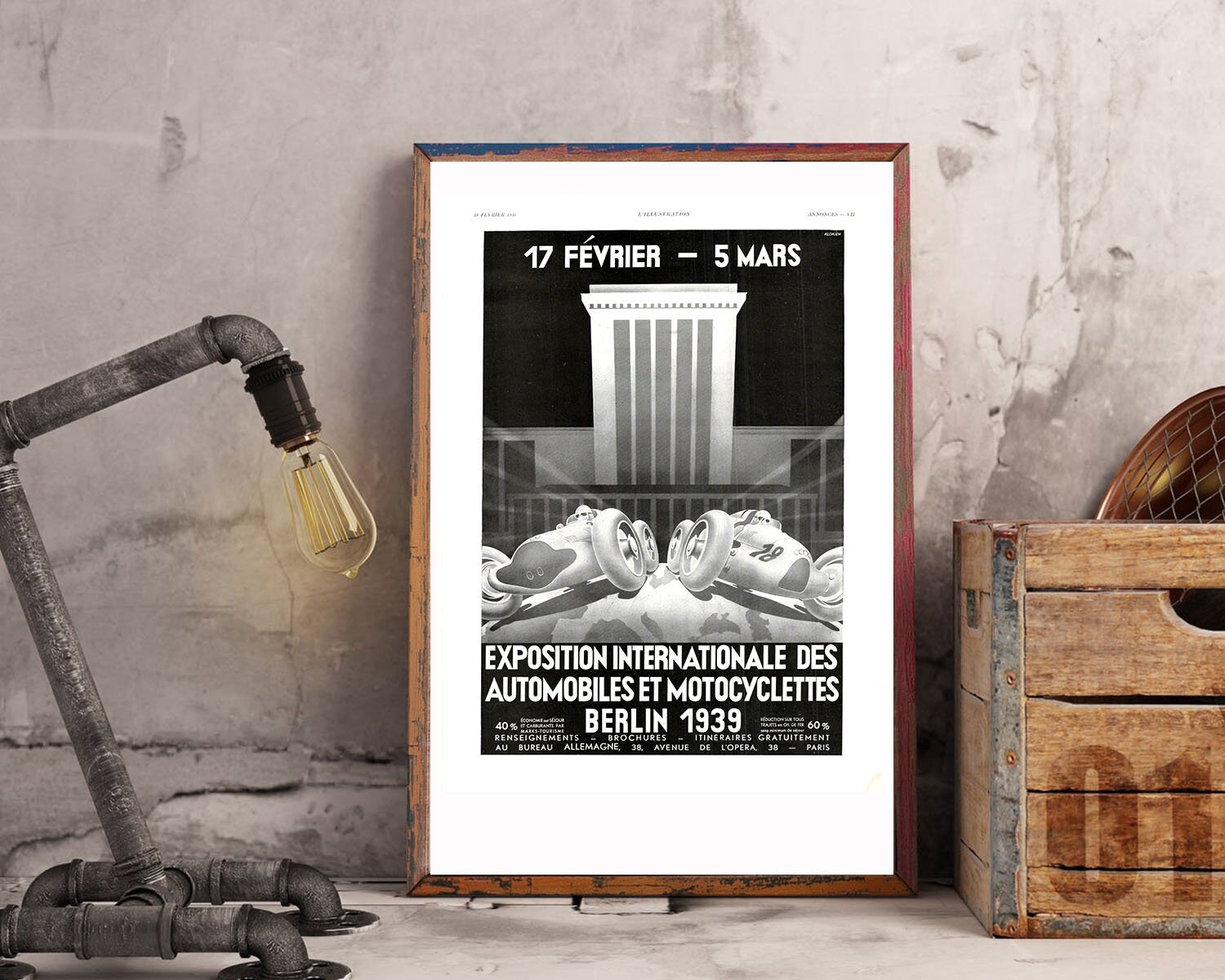 Rare & Authentique Affiche Vintage Années 30 - Automobile -30x40cm- Sans Cadre Décoration Murale Idé