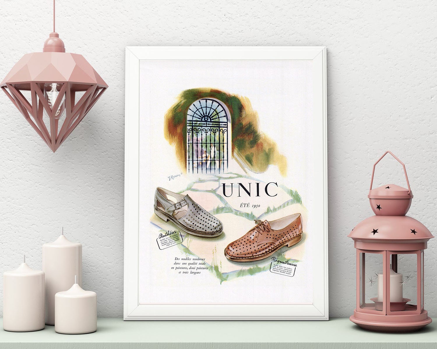 Rare & Authentique Affiche Vintage Années 30 - Chaussure Unic -30x40cm-Sans Cadre- Décoration Murale