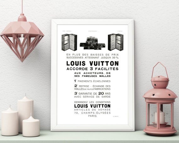 Vintage French Fashion Wall Art Print LOUIS VUITTON Black & 