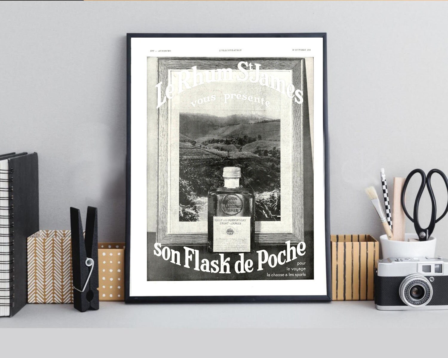 Rare & Authentique Affiche Vintage Années 30 - St James Rhum -30x40cm Sans Cadre Décoration Murale I