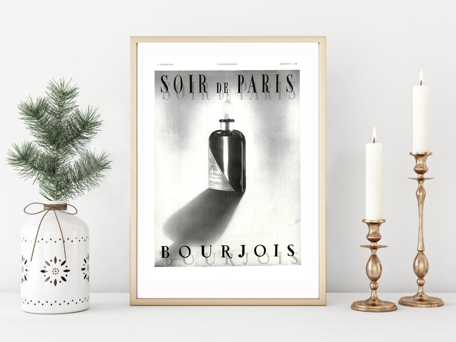 Affiche Vintage Originale Années 30- Bourjois Parfum -30x40cm-Sans Cadre-Décoration Murale- Idée Cad
