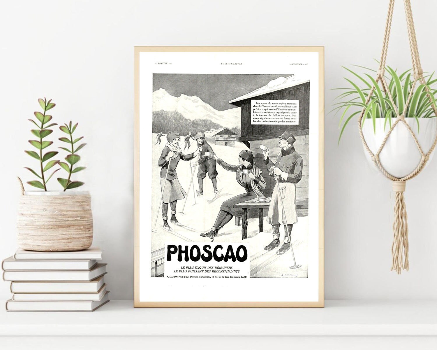 Rare & Authentique Affiche Vintage Années 30 - Café Phoscao -30x40cm Sans Cadre Décoration Murale Id