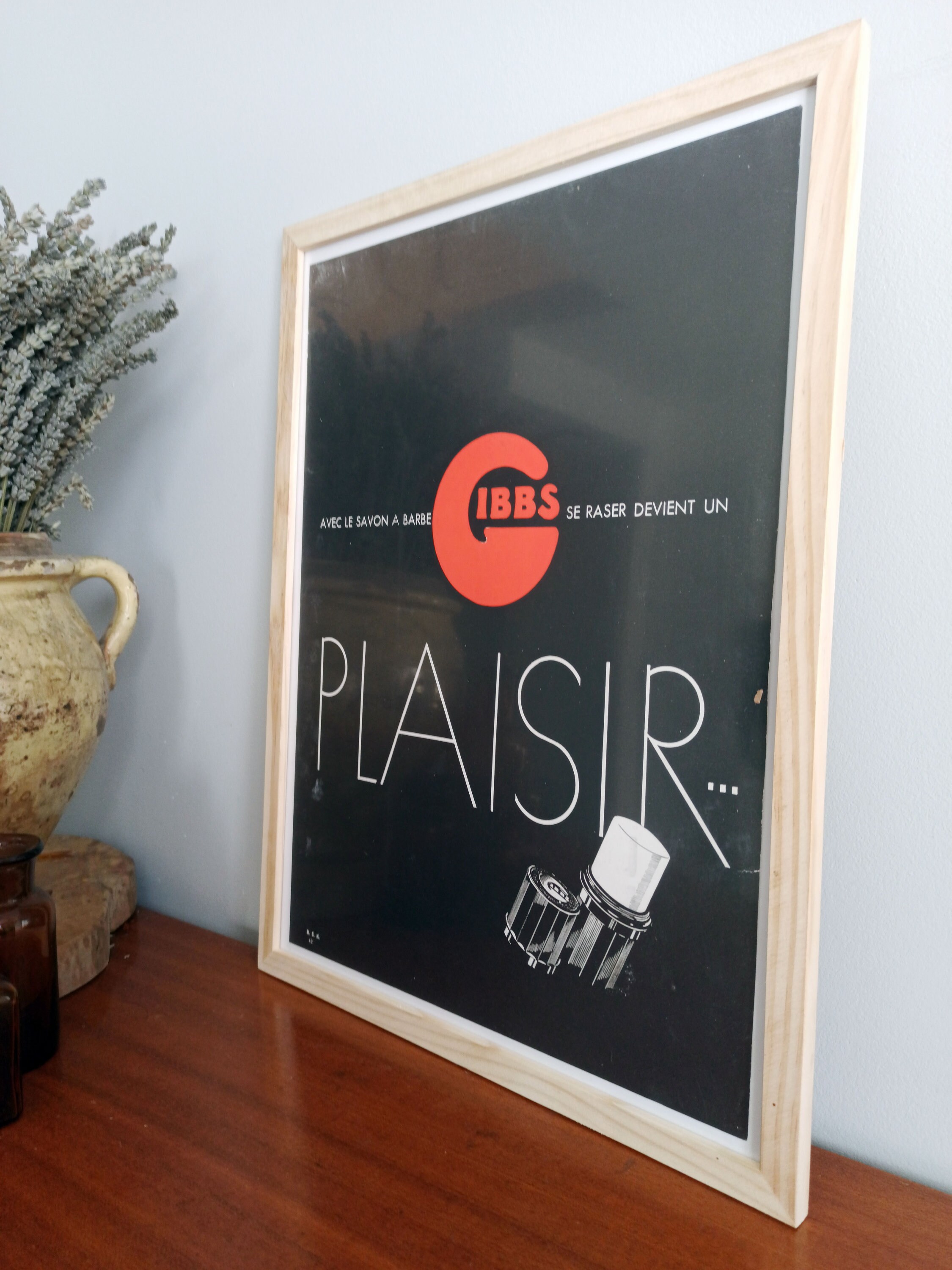 Rare & Authentique Affiche Vintage Années 30 - Rasage Gibbs -30x40cm-Sans Cadre- Décoration Murale I
