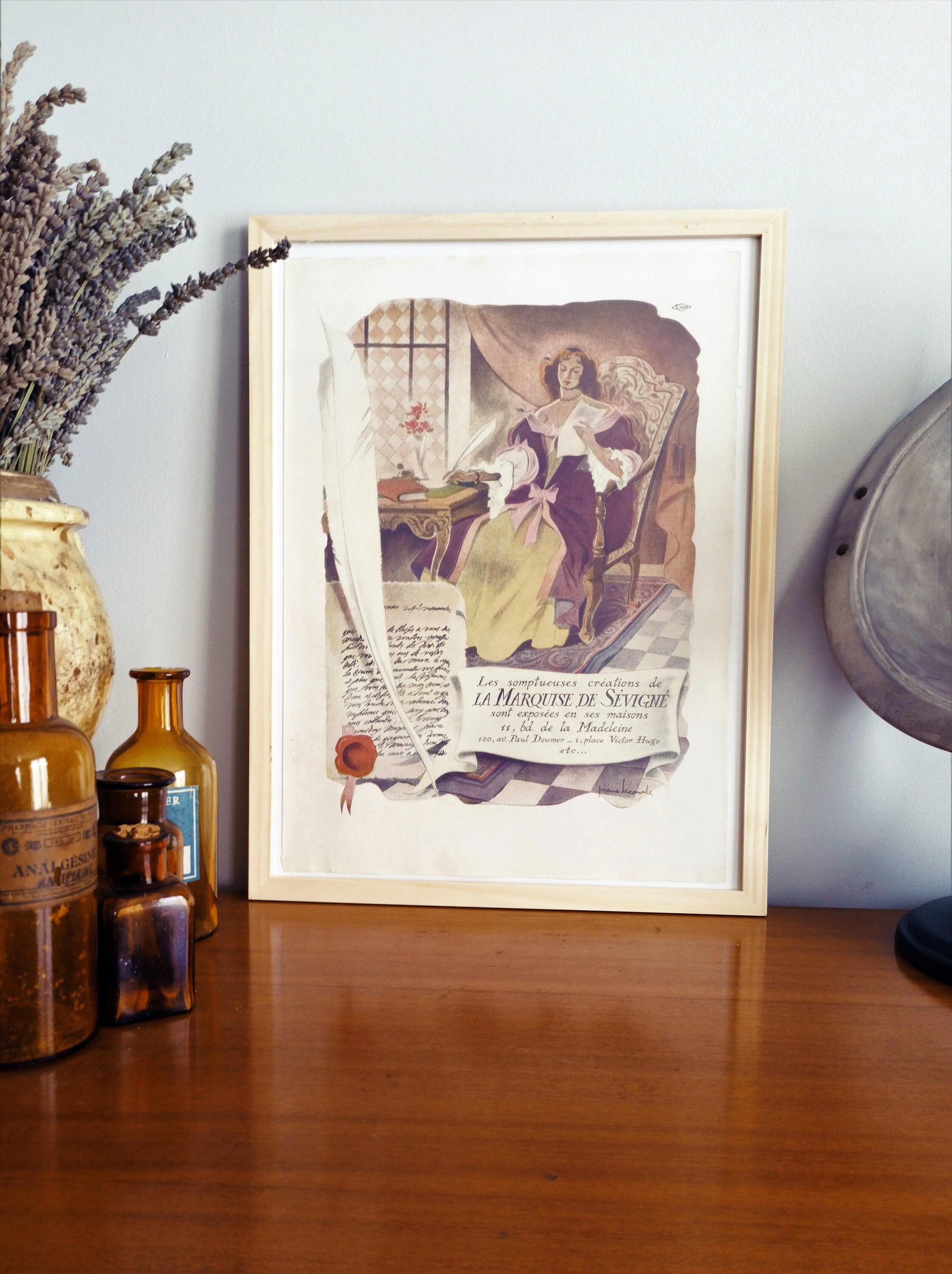 Rare & Authentique Affiche Vintage Années 30 - Marquise de Sevigne 30x40cm Sans Cadre Décoration Mur