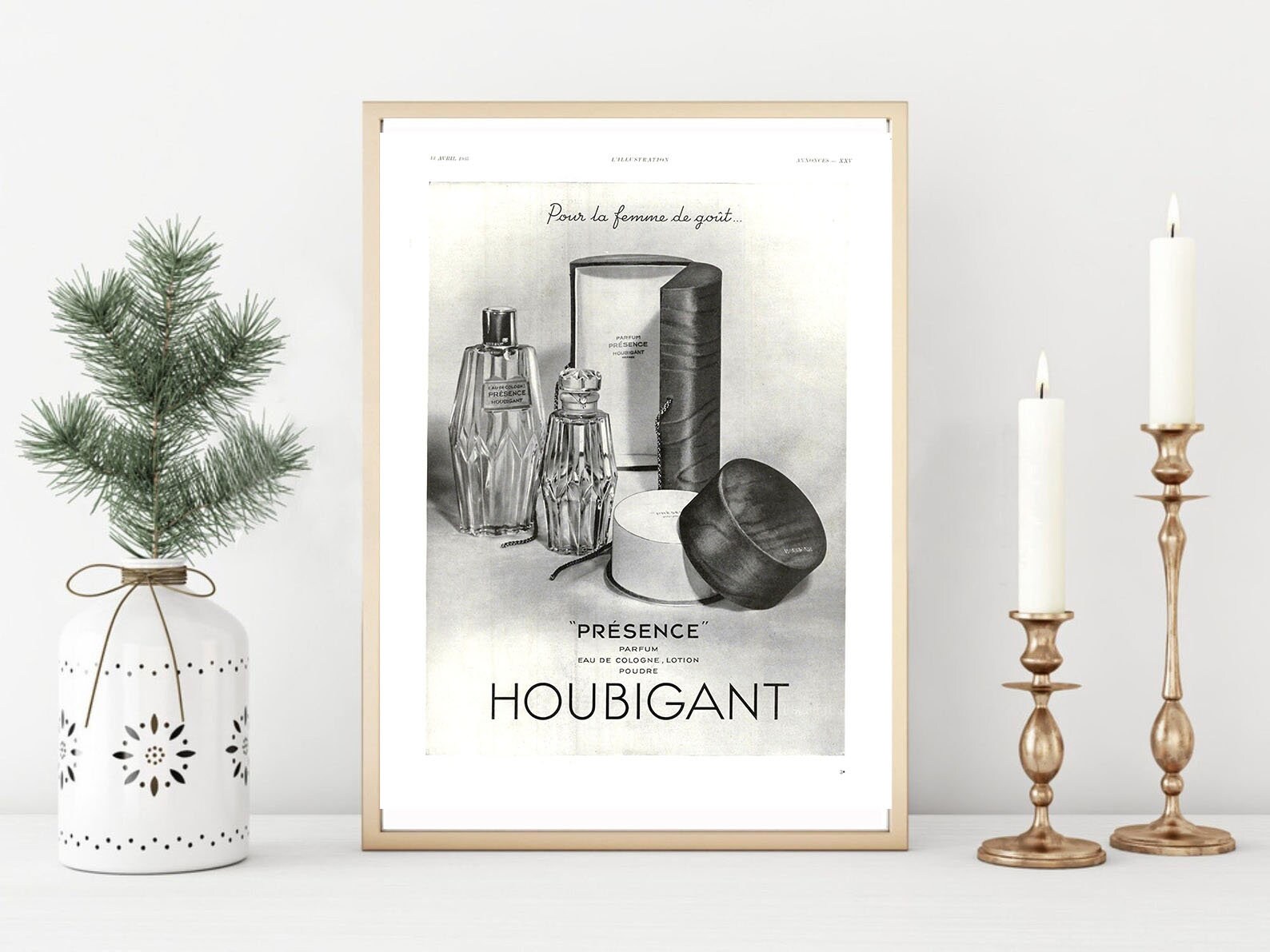 Affiche Vintage Originale Années 30- Houbigant Parfum -30x40cm-Sans Cadre-Décoration Murale- Idée Ca