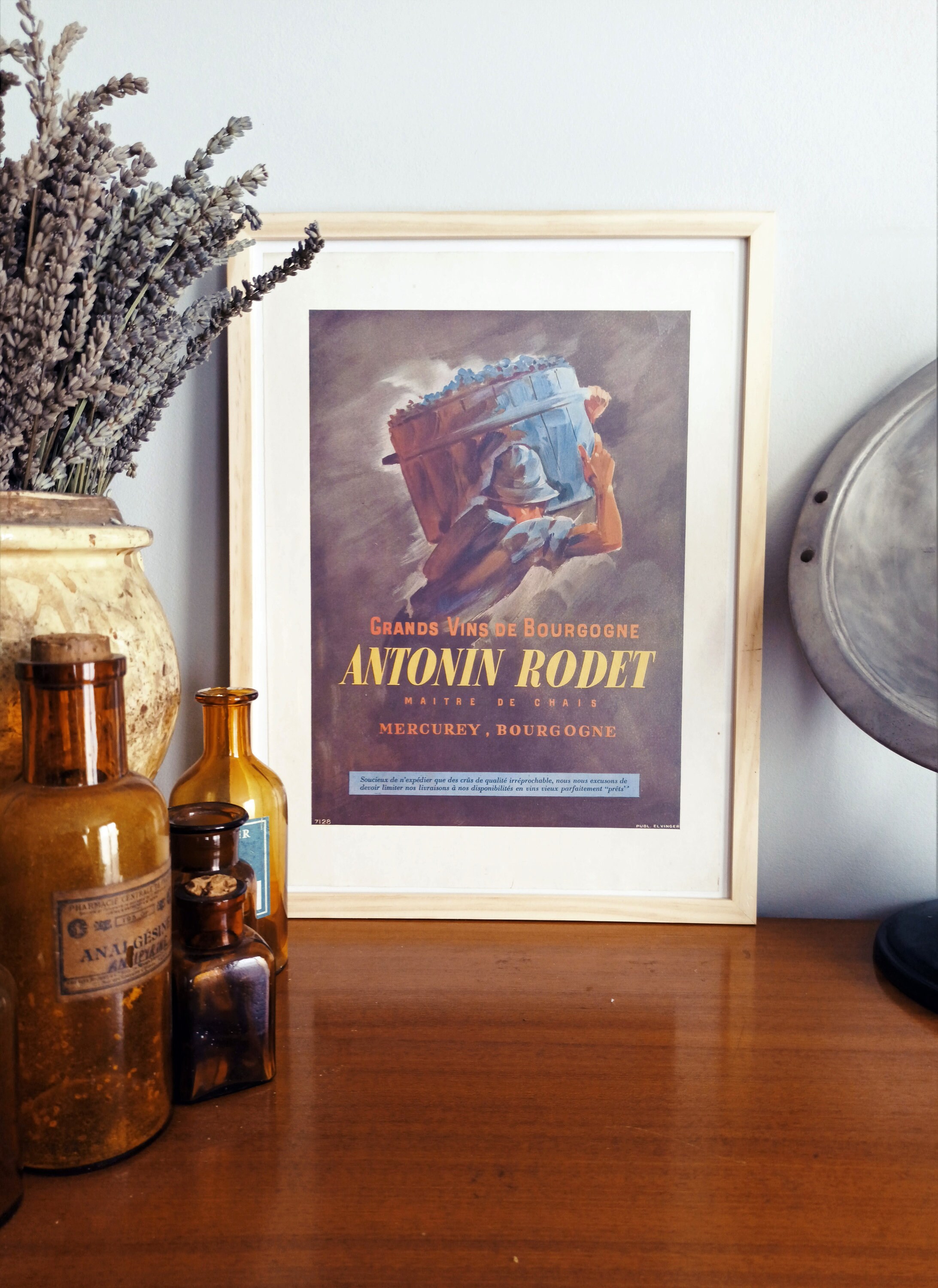 Rare & Authentique Affiche Vintage Années 30- Vin Antonin Rodet -30x40cm-Sans Cadre - Décoration Mur