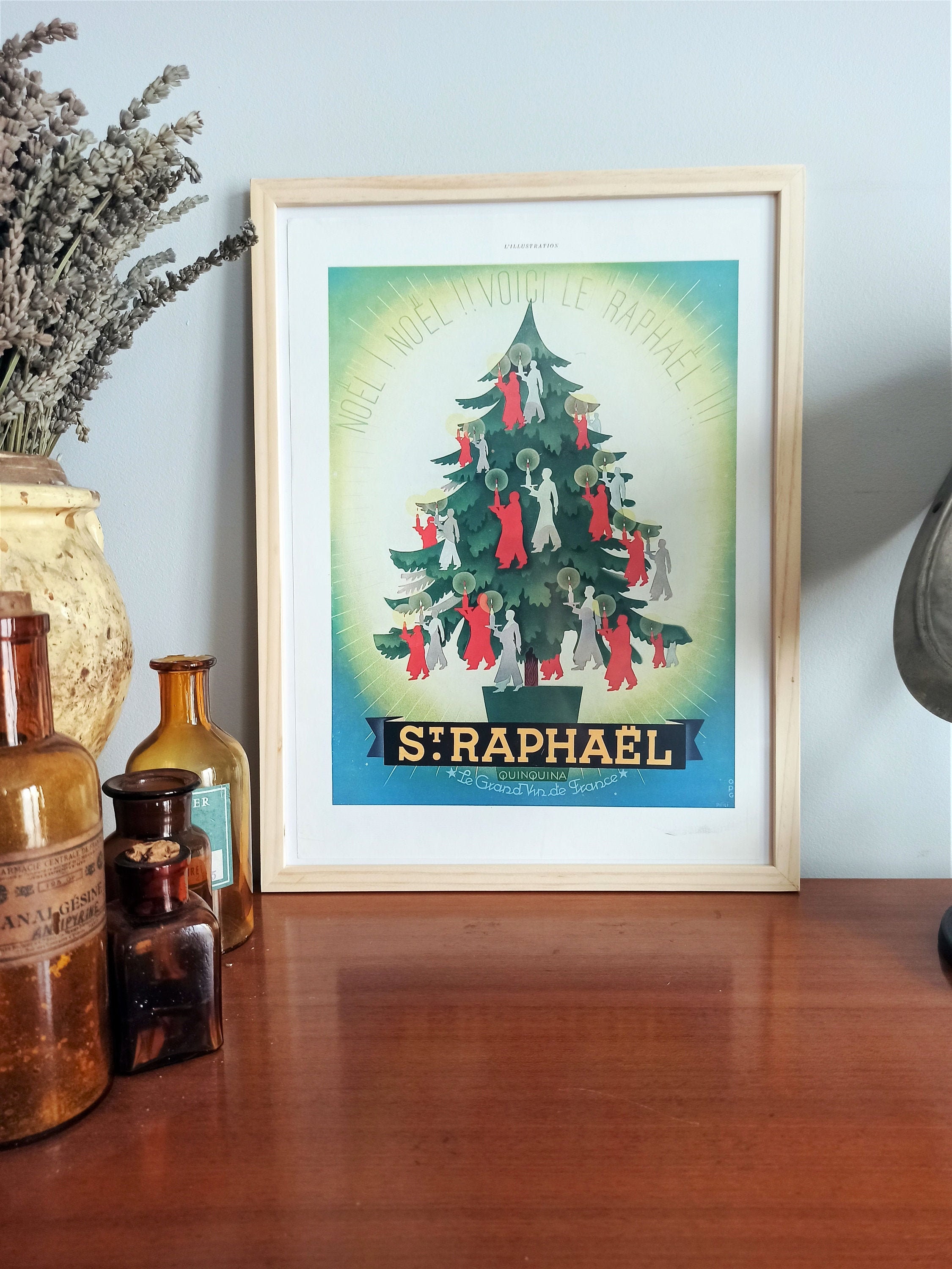 Rare & Authentique Affiche Vintage Années 30 - St Raphael -30x40cm Sans Cadre Décoration Murale Idée