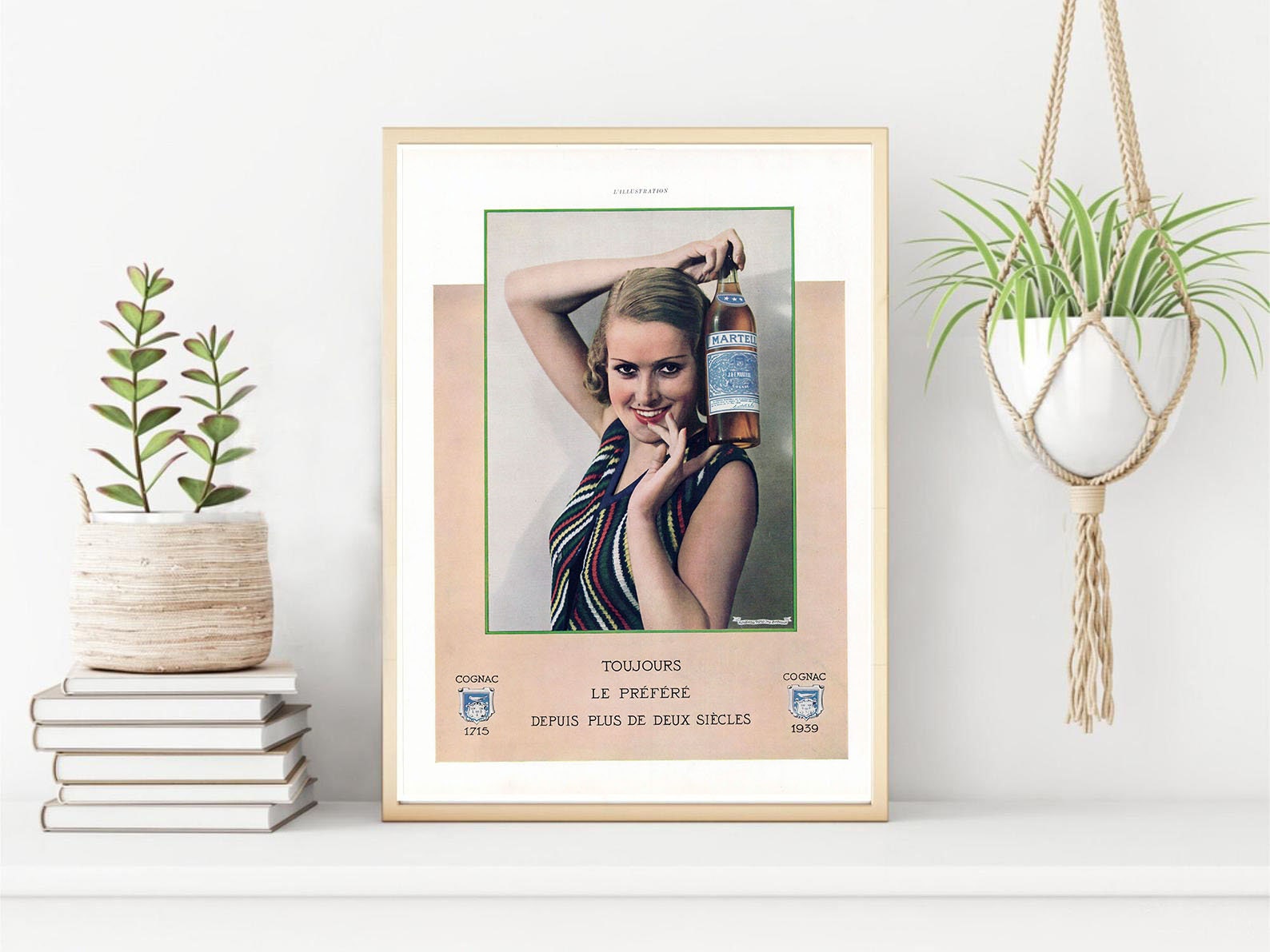 Rare & Authentique Affiche Vintage Années 30 - Cognac Martell -30x40cm -Sans Cadre-Décoration Murale