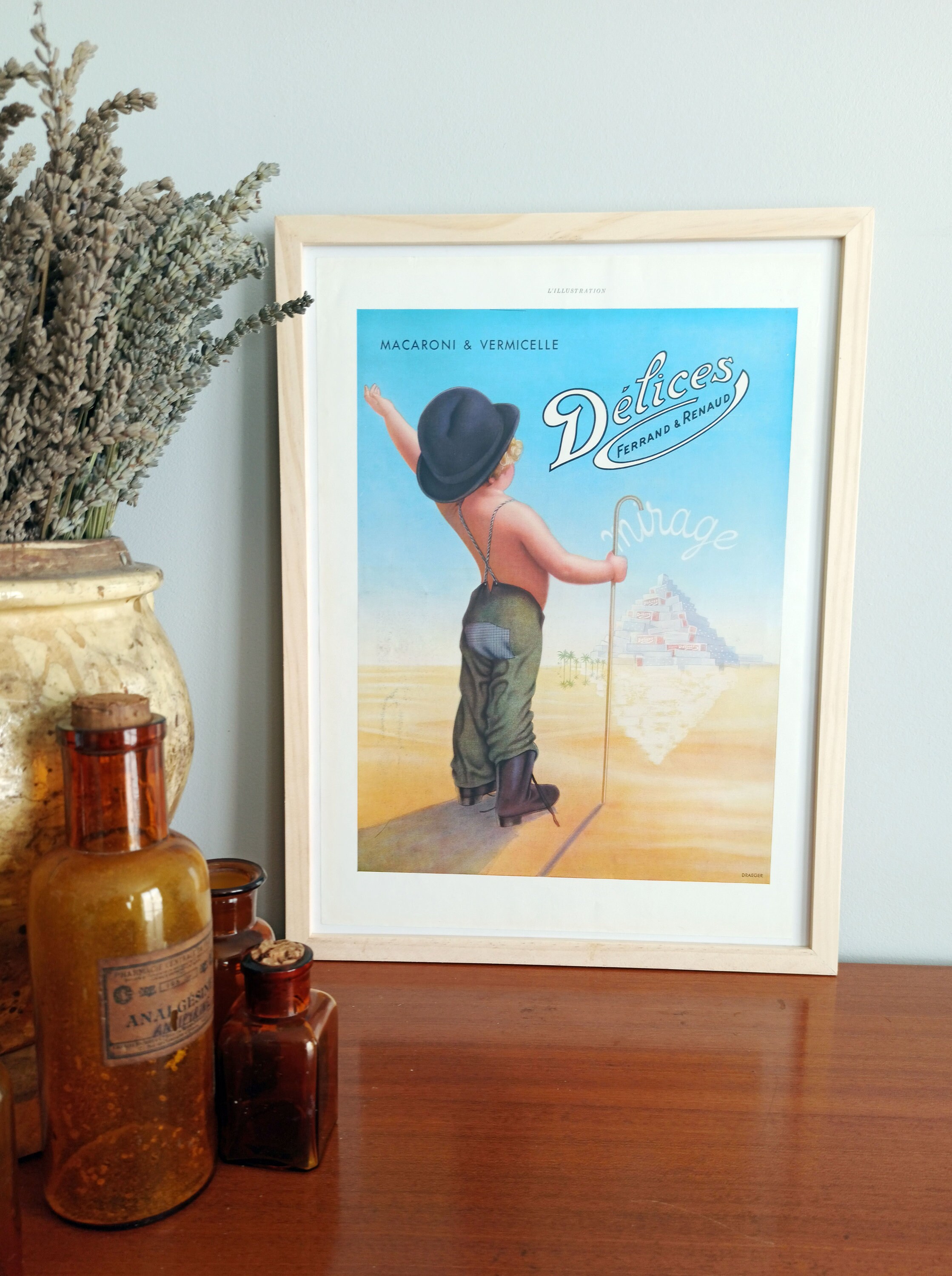 Rare & Authentique Affiche Vintage Années 30 - Delices 30x40cm Sans Cadre Décoration Murale Idée Cad