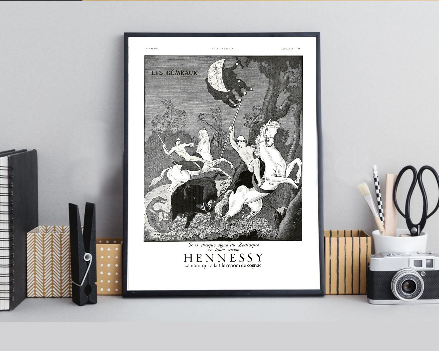 Rare & Authentique Affiche Vintage Années 30 - Cognac Hennessy -30x40cm Sans Cadre Décoration Murale