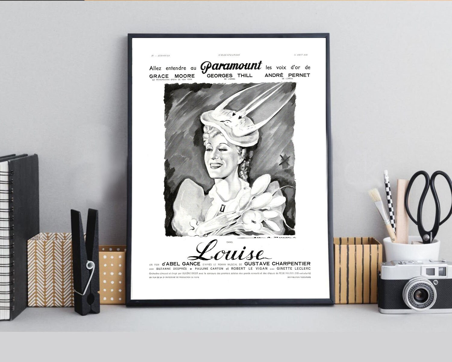 Rare & Authentique Affiche Vintage Années 30 - Gaumont Cinema -30x40cm Sans Cadre Décoration Murale 