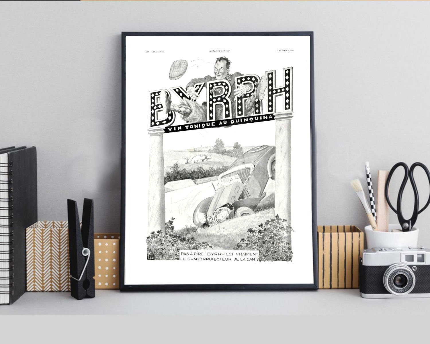 Rare & Authentique Affiche Vintage Années 30 - Byrrh -30x40cm Sans Cadre Décoration Murale Idée Cade