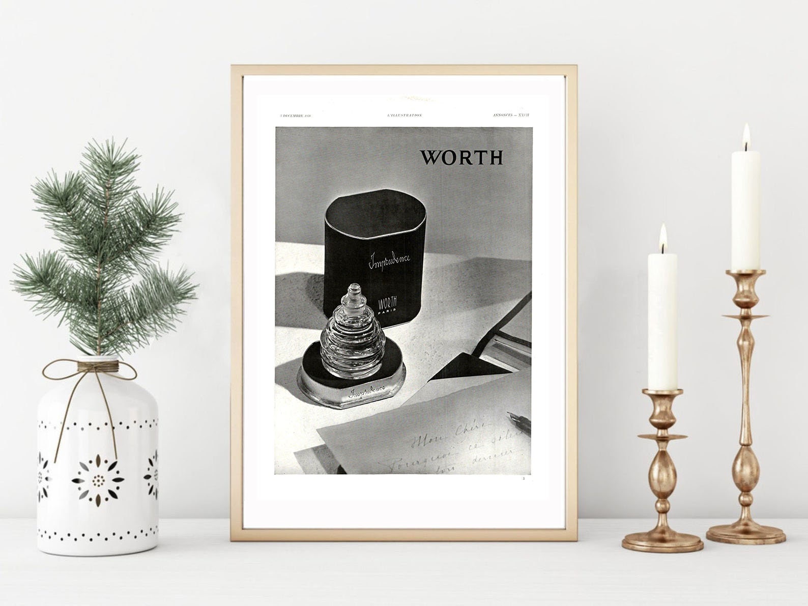 Affiche Vintage Originale Années 30- Worth Parfum -30x40cm-Sans Cadre-Décoration Murale- Idée Cadeau