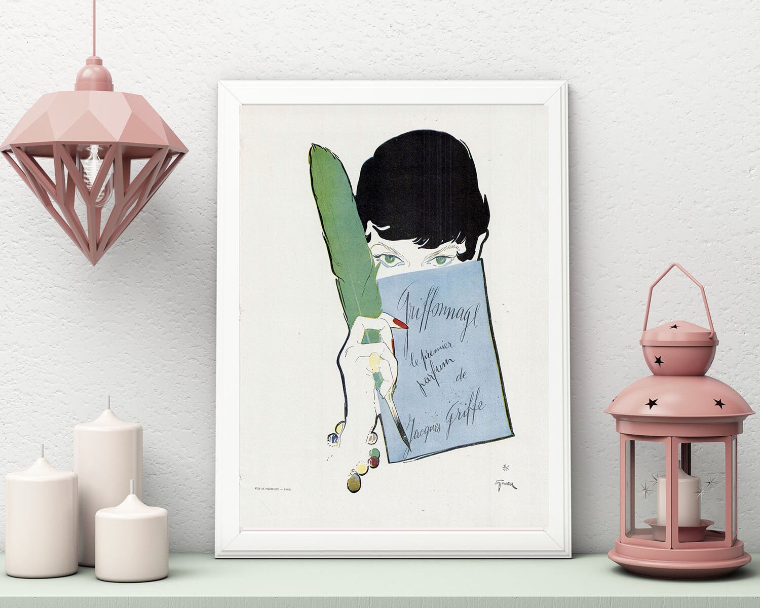 Affiche Vintage Originale Années 30 - Griffonnage Parfum -30x40cm-Sans Cadre- Décoration Murale Idée