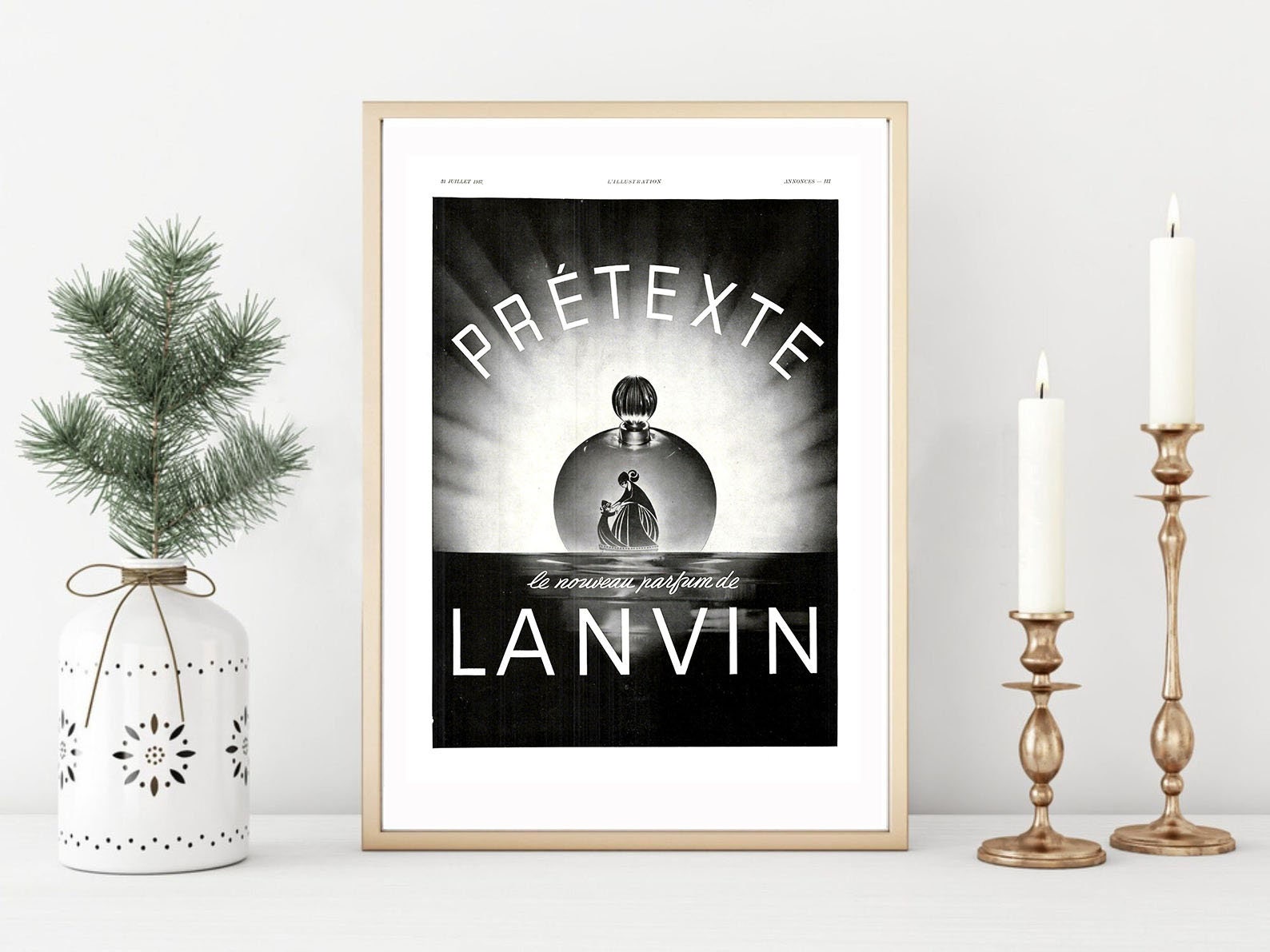 Affiche Vintage Originale Années 30- Lanvin Parfum -30x40cm-Sans Cadre-Décoration Murale- Idée Cadea