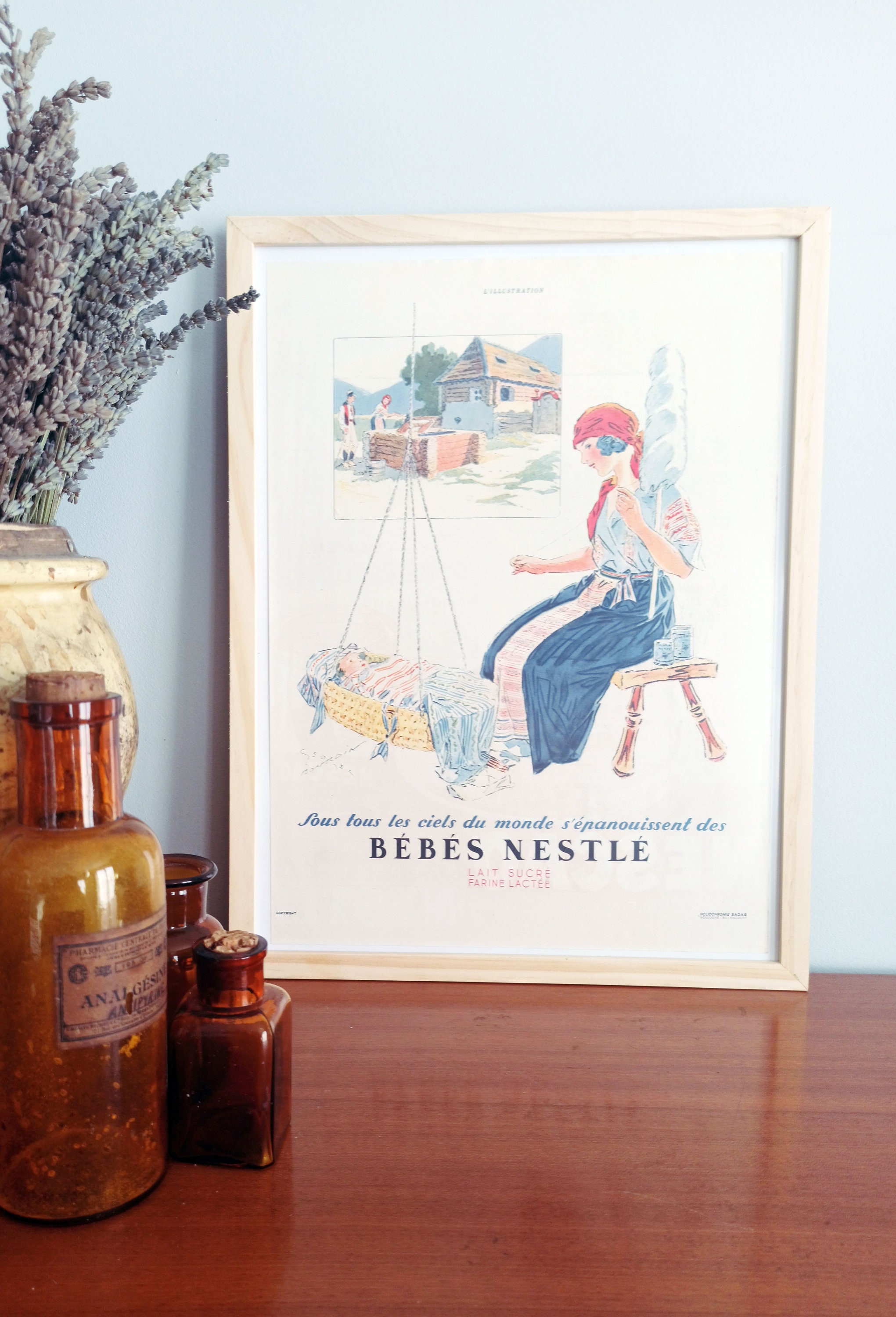 Rare & Authentique Affiche Vintage Années 30 - Bébé Nestlé -30x40cm Sans Cadre Décoration Murale Idé