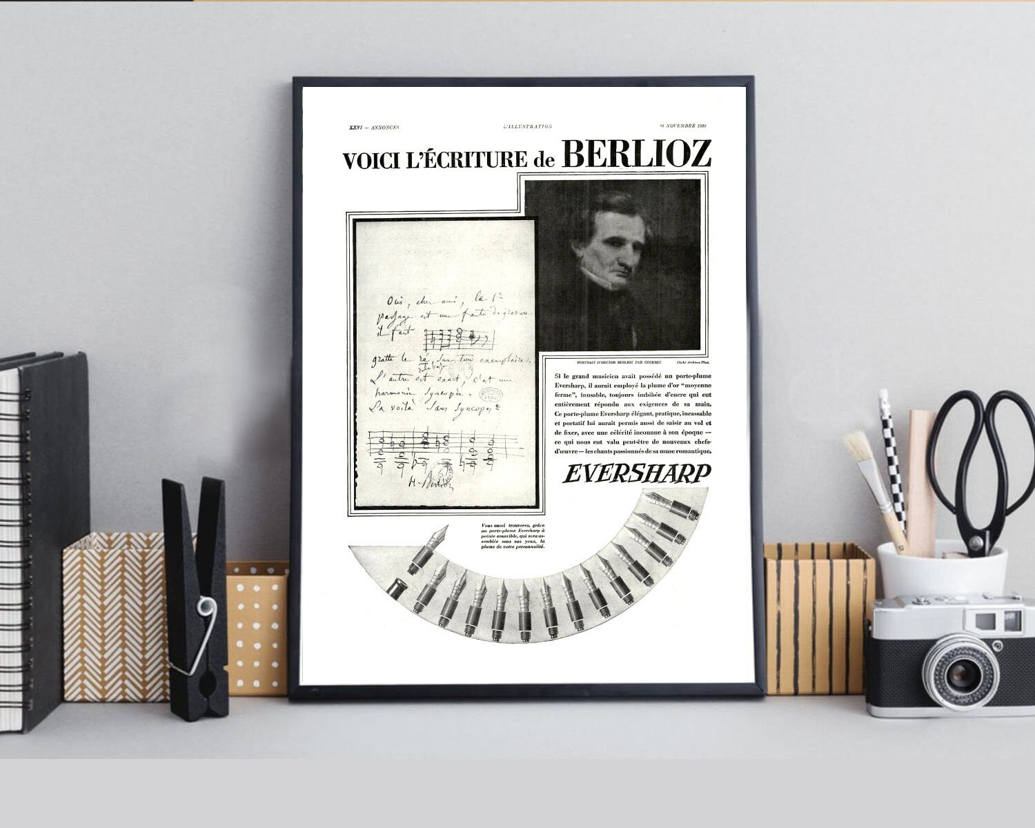 Rare & Authentique Affiche Vintage Années 30 - Stylo Luxe Eversharp -30x40cm Sans Cadre Décoration M